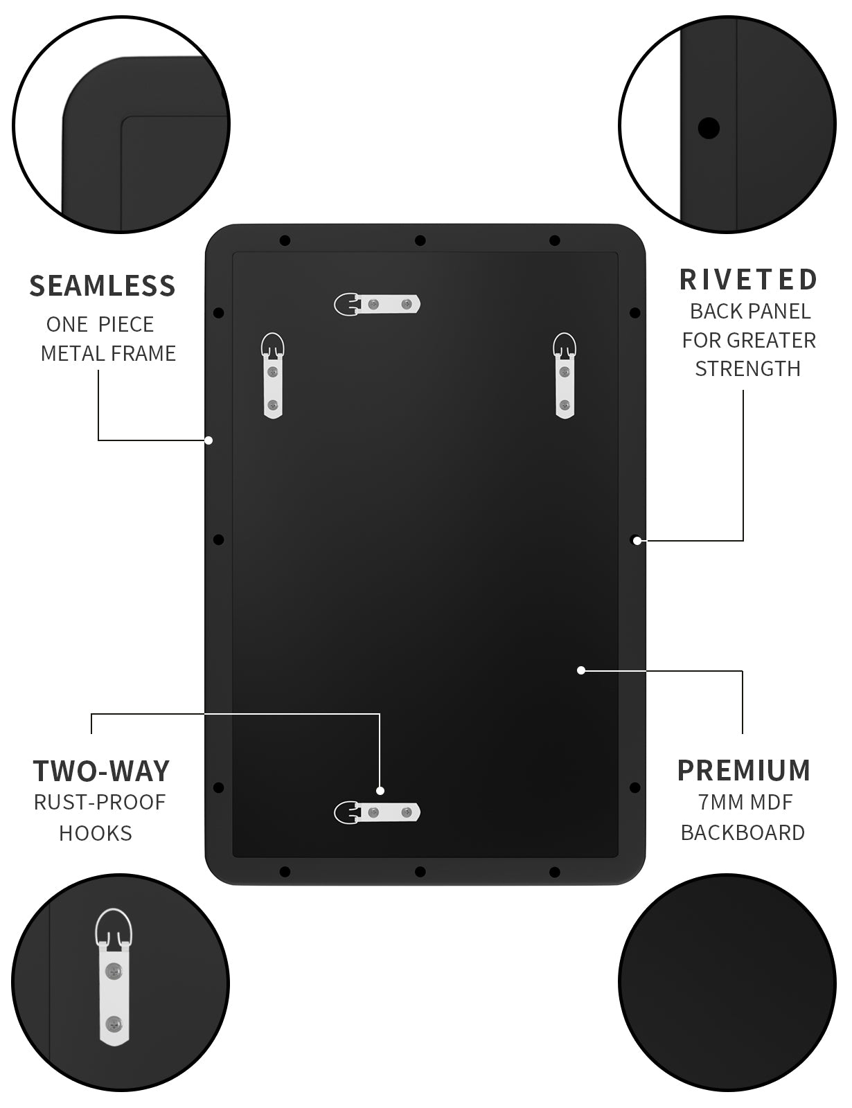 Rectangular Framed Wall Mounted Bathroom Vanity Mirror