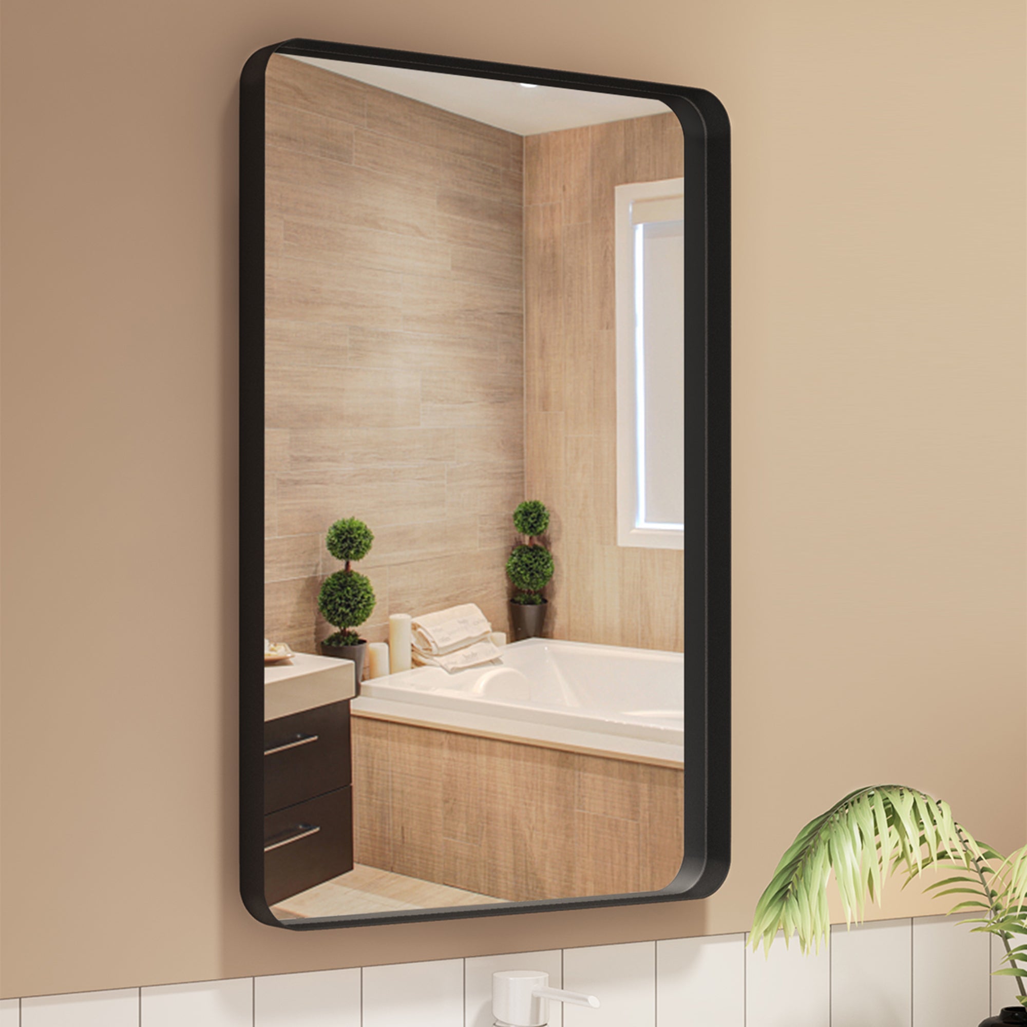 Rectangular Framed Wall Mounted Bathroom Vanity Mirror