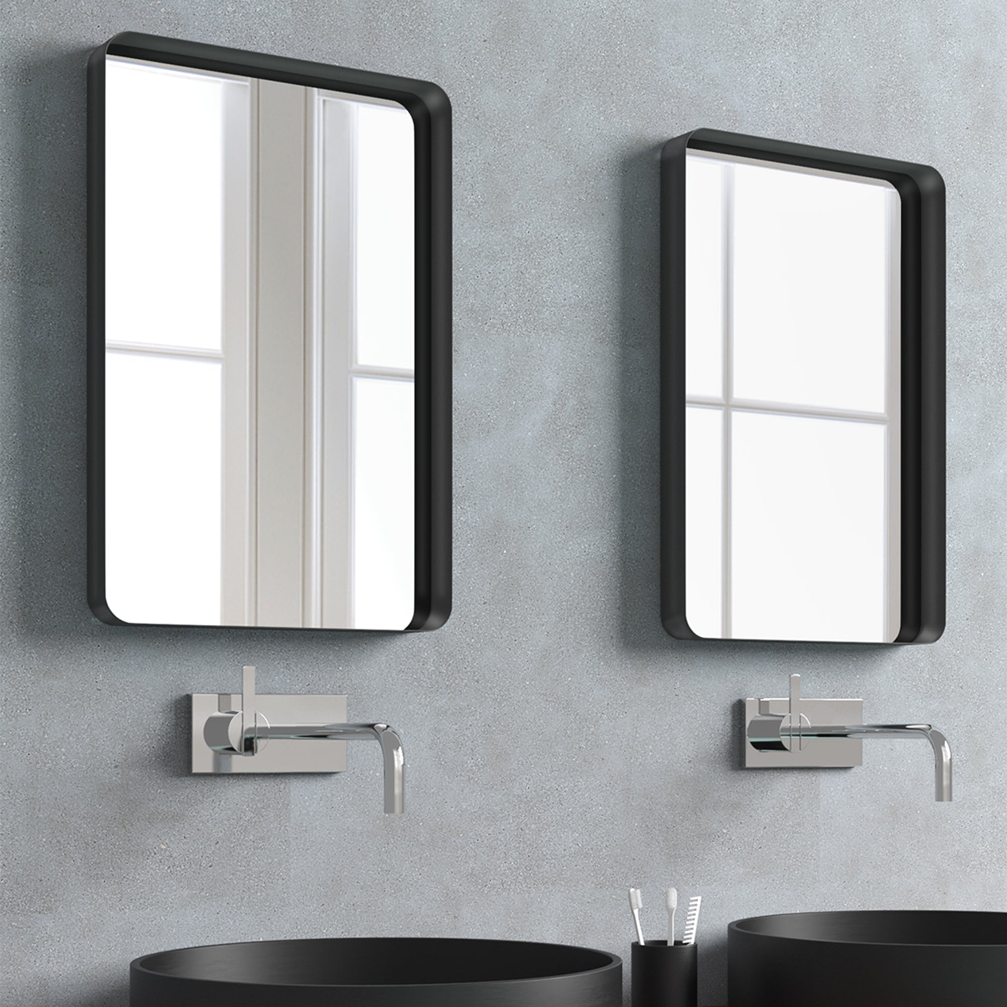 Rectangular Framed Wall Mounted Bathroom Vanity Mirror