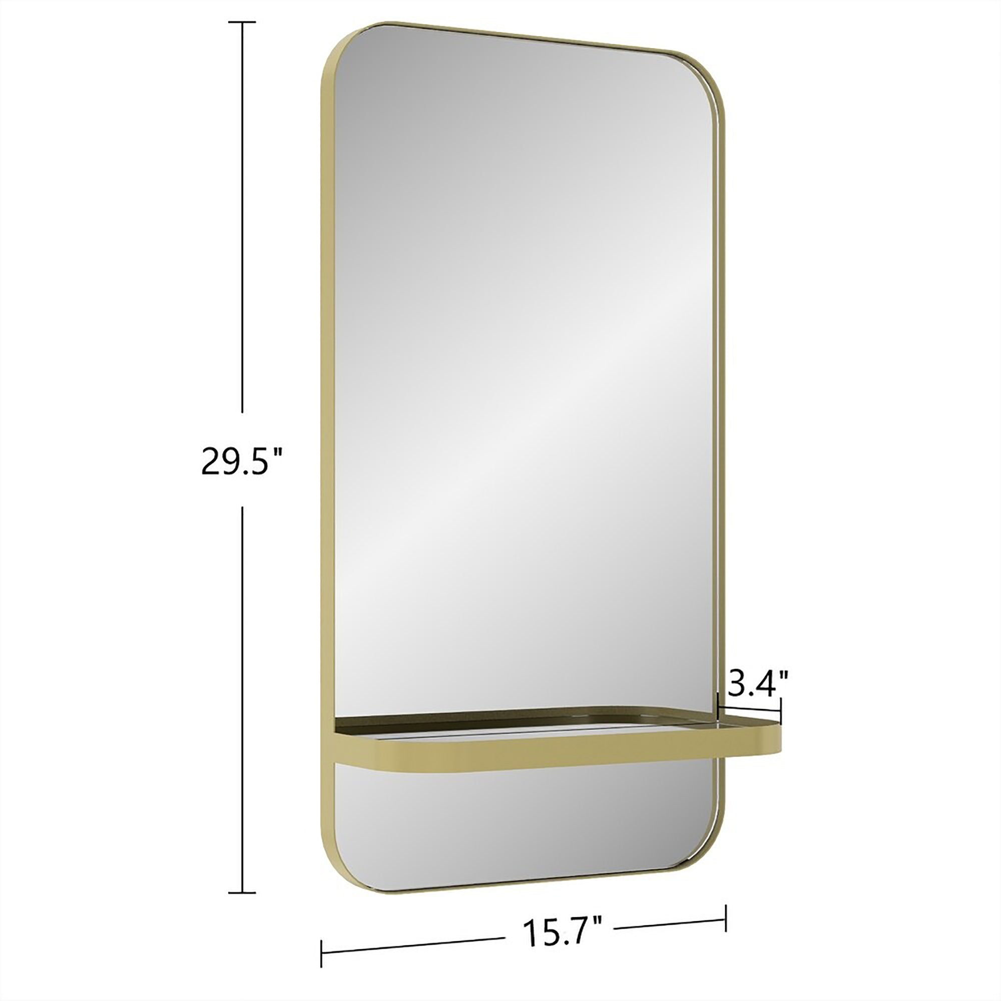 Rectangular Framed Wall Mounted Bathroom Mirror in Black/Gold