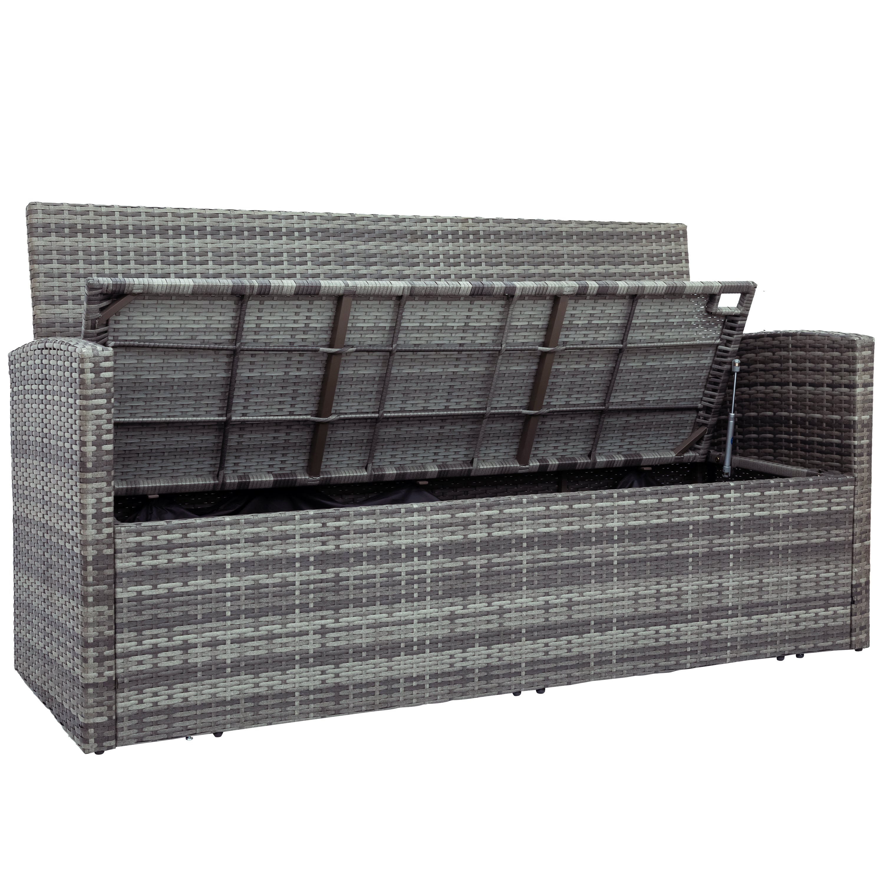 5-Piece Outdoor UV-Resistant Wicker Patio Sofa Set with Storage Bench and Table