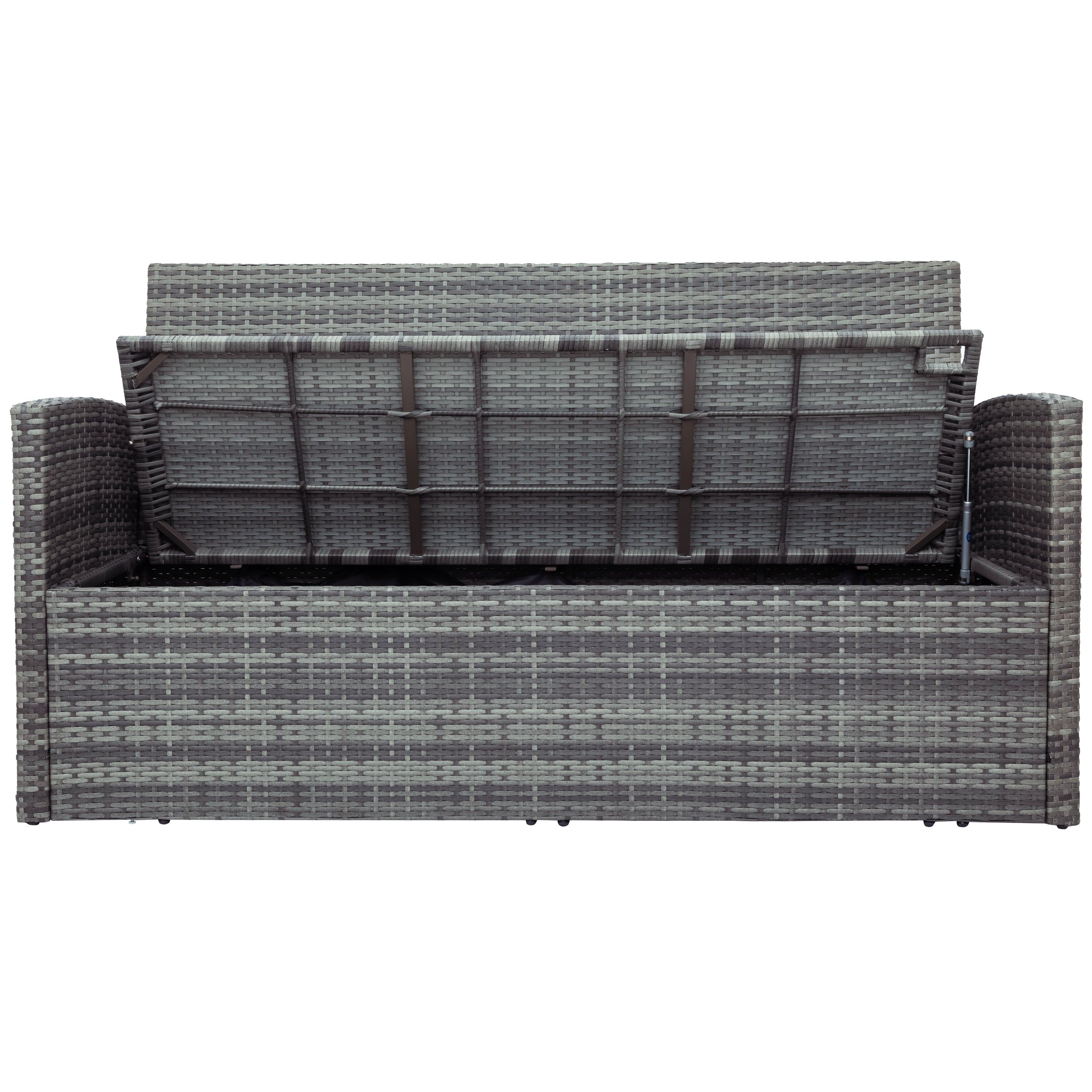 5-Piece Outdoor UV-Resistant Wicker Patio Sofa Set with Storage Bench and Table