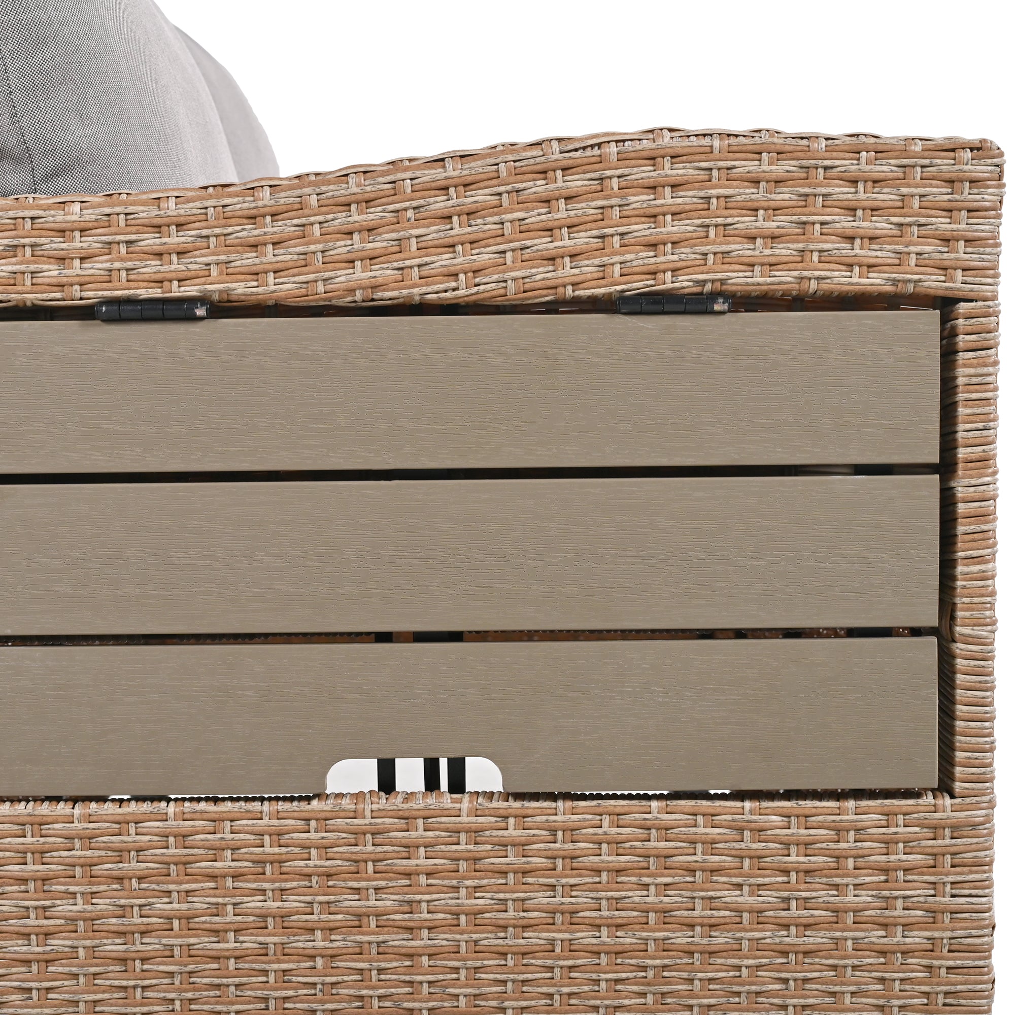 5-Piece Outdoor Wicker Patio Sectional with 2 Extendable Side Tables, Dining Table and Washable Covers