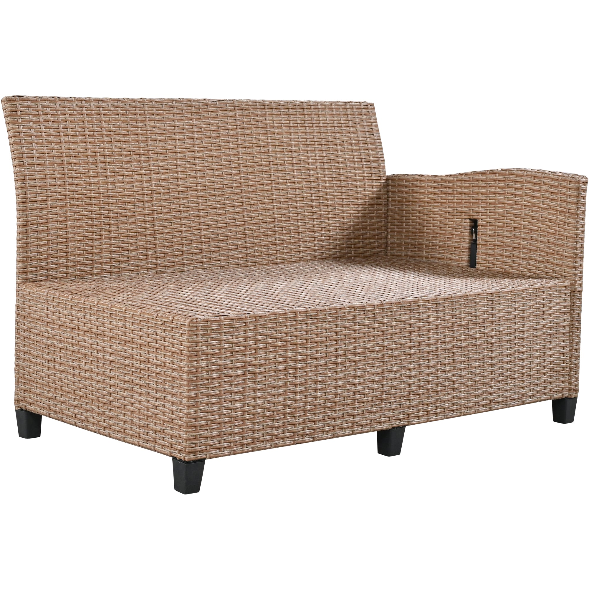 5-Piece Outdoor Wicker Patio Sectional with 2 Extendable Side Tables, Dining Table and Washable Covers