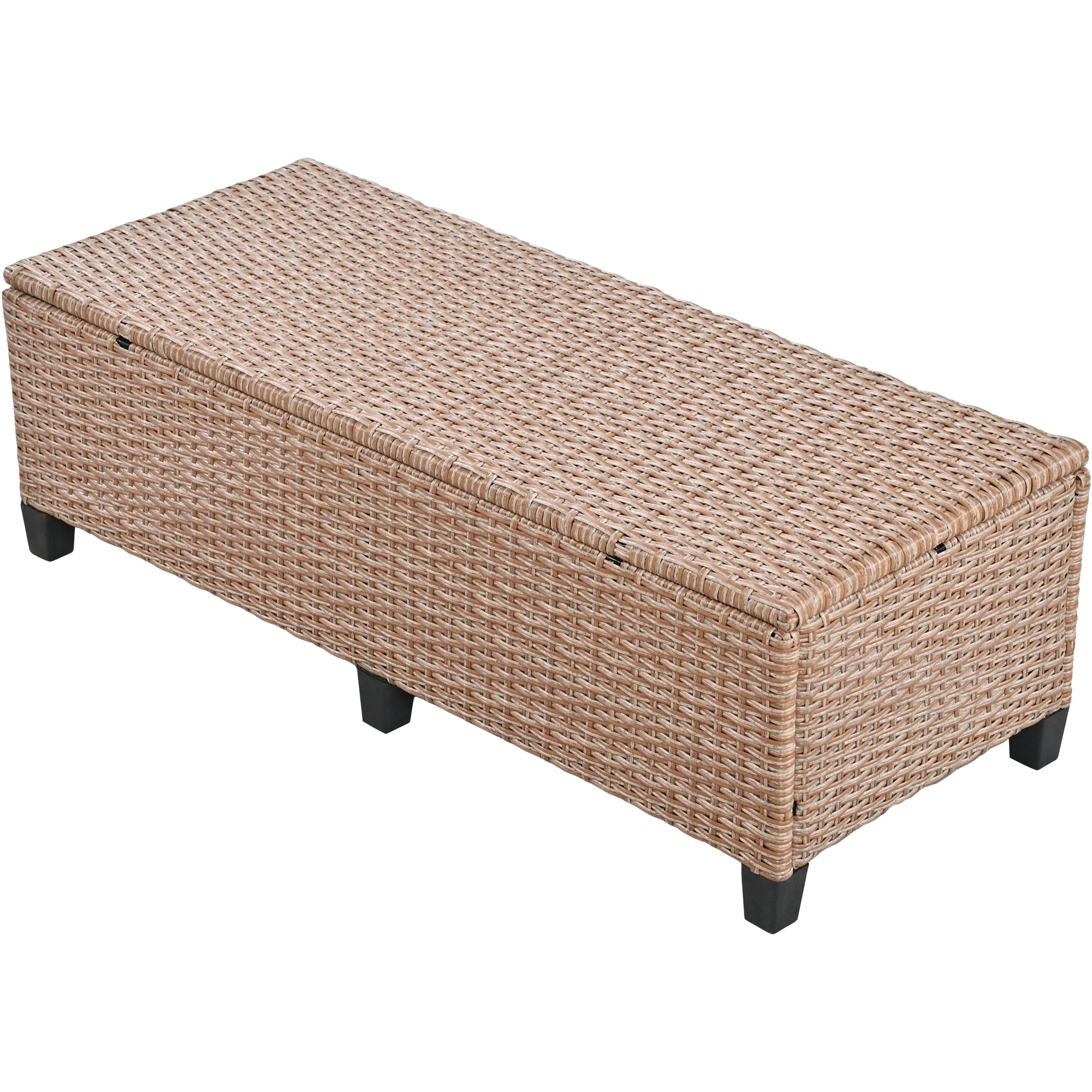 5-Piece Outdoor Wicker Patio Sectional with 2 Extendable Side Tables, Dining Table and Washable Covers