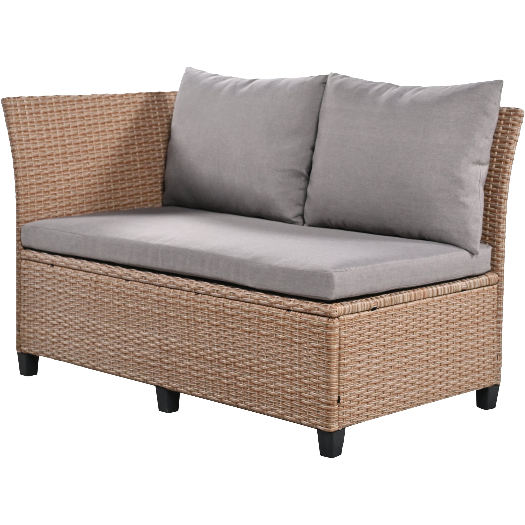 5-Piece Outdoor Wicker Patio Sectional with 2 Extendable Side Tables, Dining Table and Washable Covers