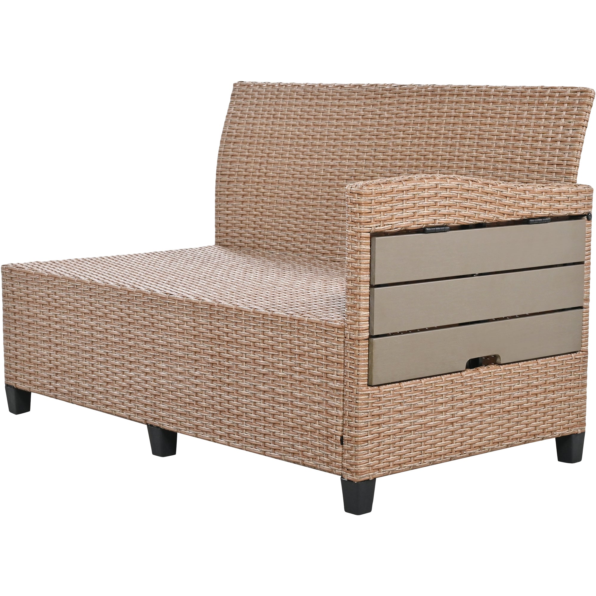 5-Piece Outdoor Wicker Patio Sectional with 2 Extendable Side Tables, Dining Table and Washable Covers