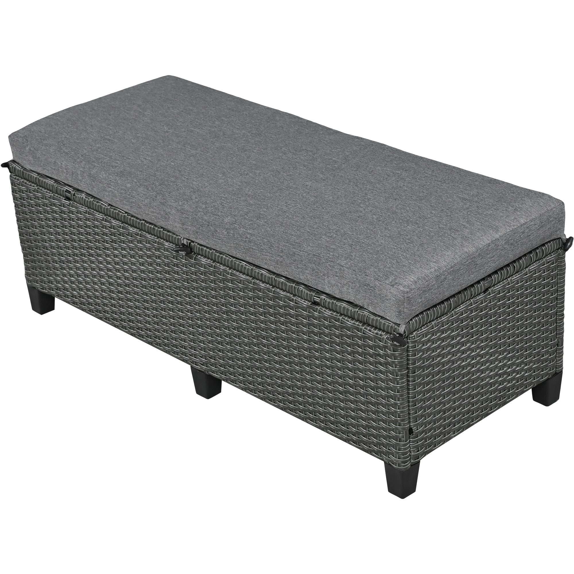 5-Piece Outdoor Wicker Patio Sectional with 2 Extendable Side Tables, Dining Table and Washable Covers