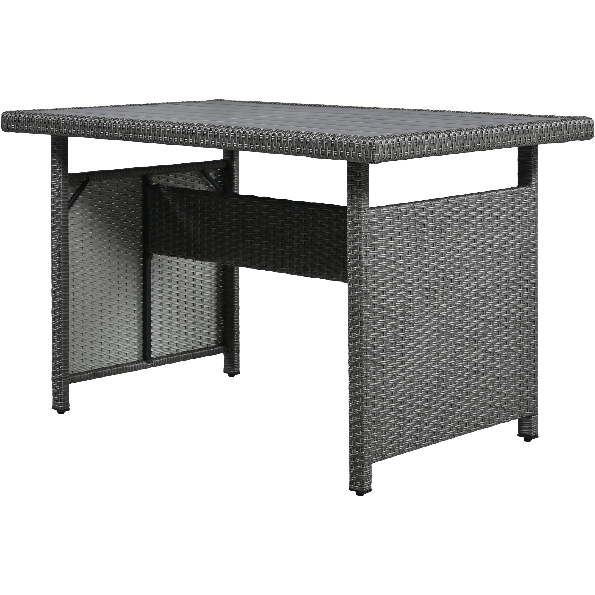 5-Piece Outdoor Wicker Patio Sectional with 2 Extendable Side Tables, Dining Table and Washable Covers