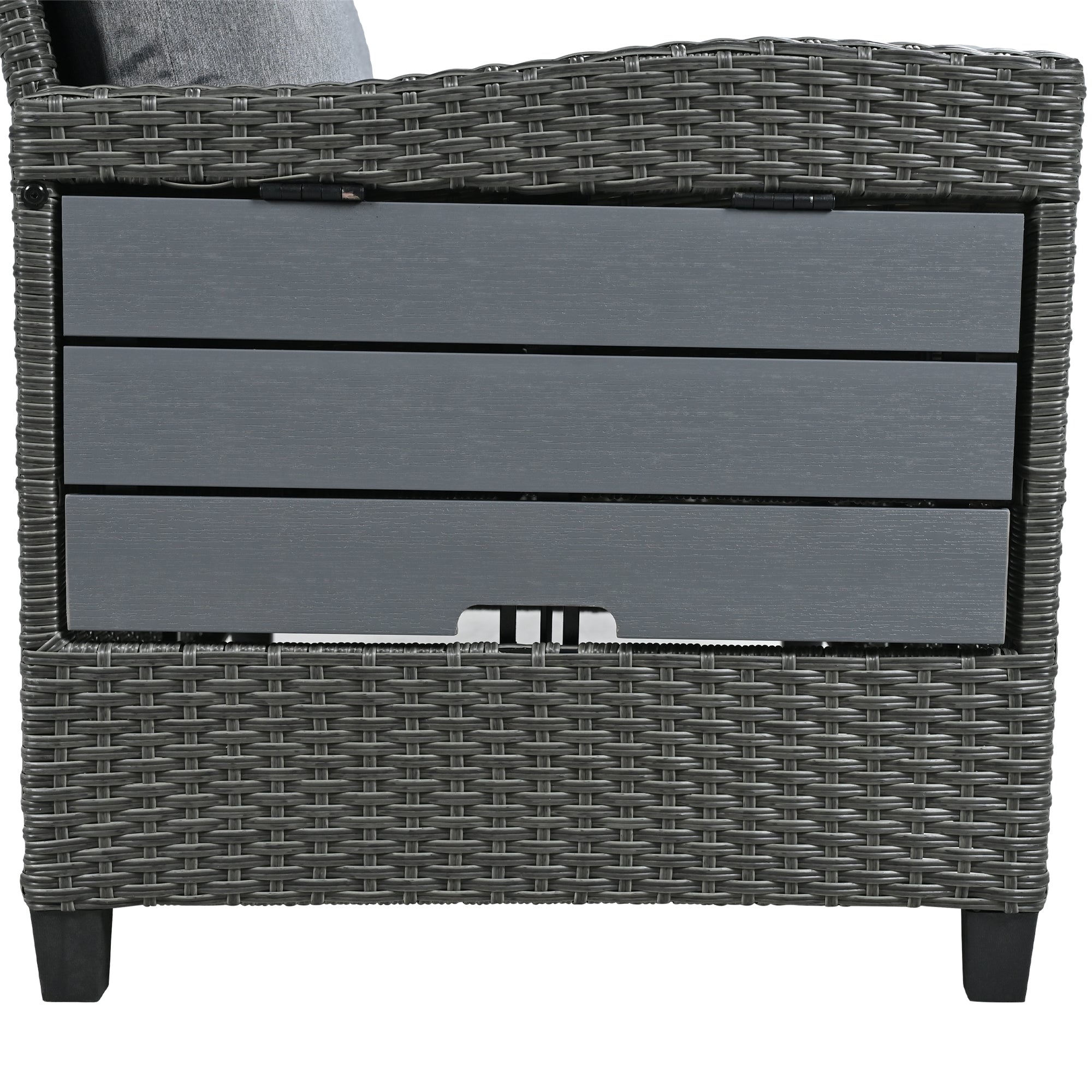 5-Piece Outdoor Wicker Patio Sectional with 2 Extendable Side Tables, Dining Table and Washable Covers