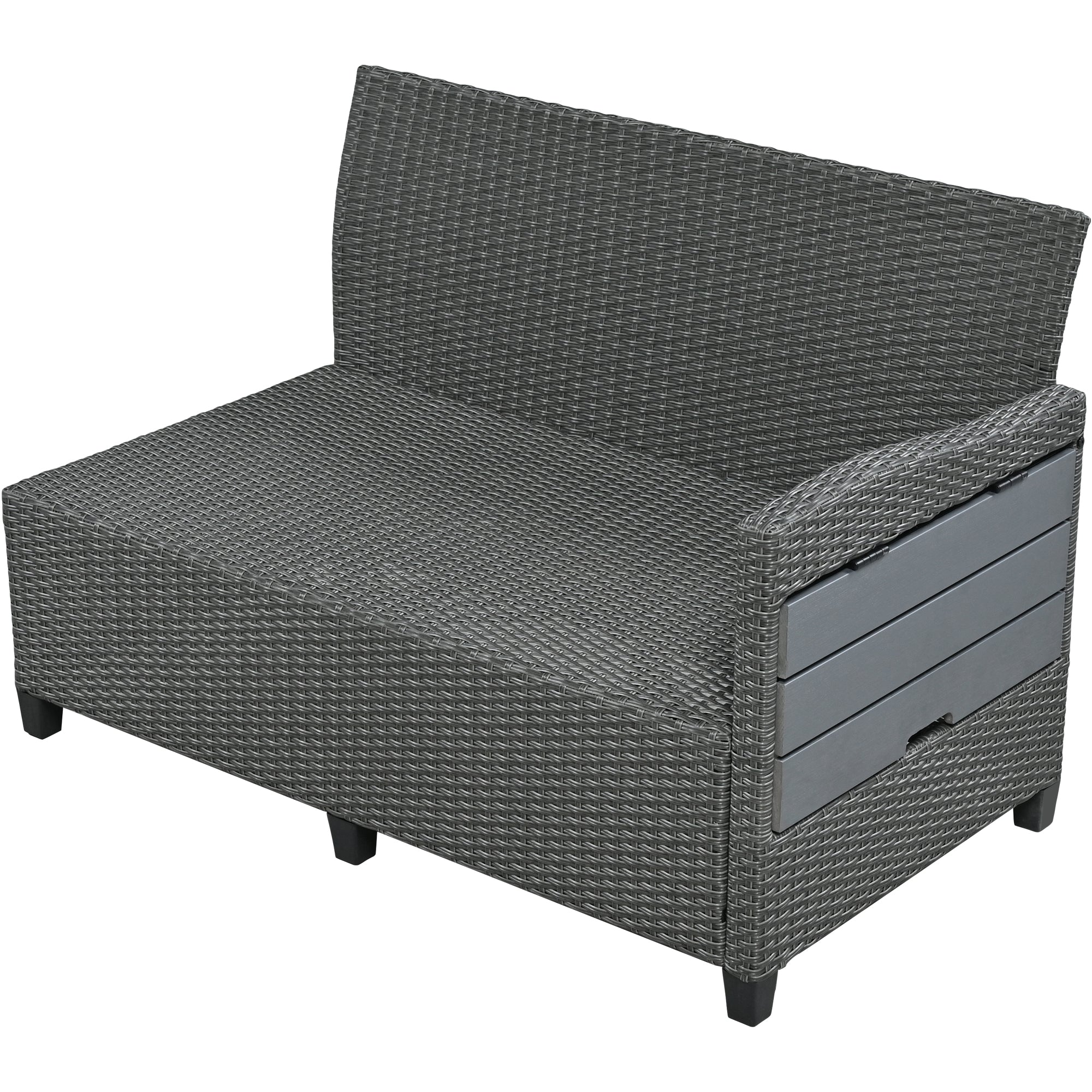 5-Piece Outdoor Wicker Patio Sectional with 2 Extendable Side Tables, Dining Table and Washable Covers