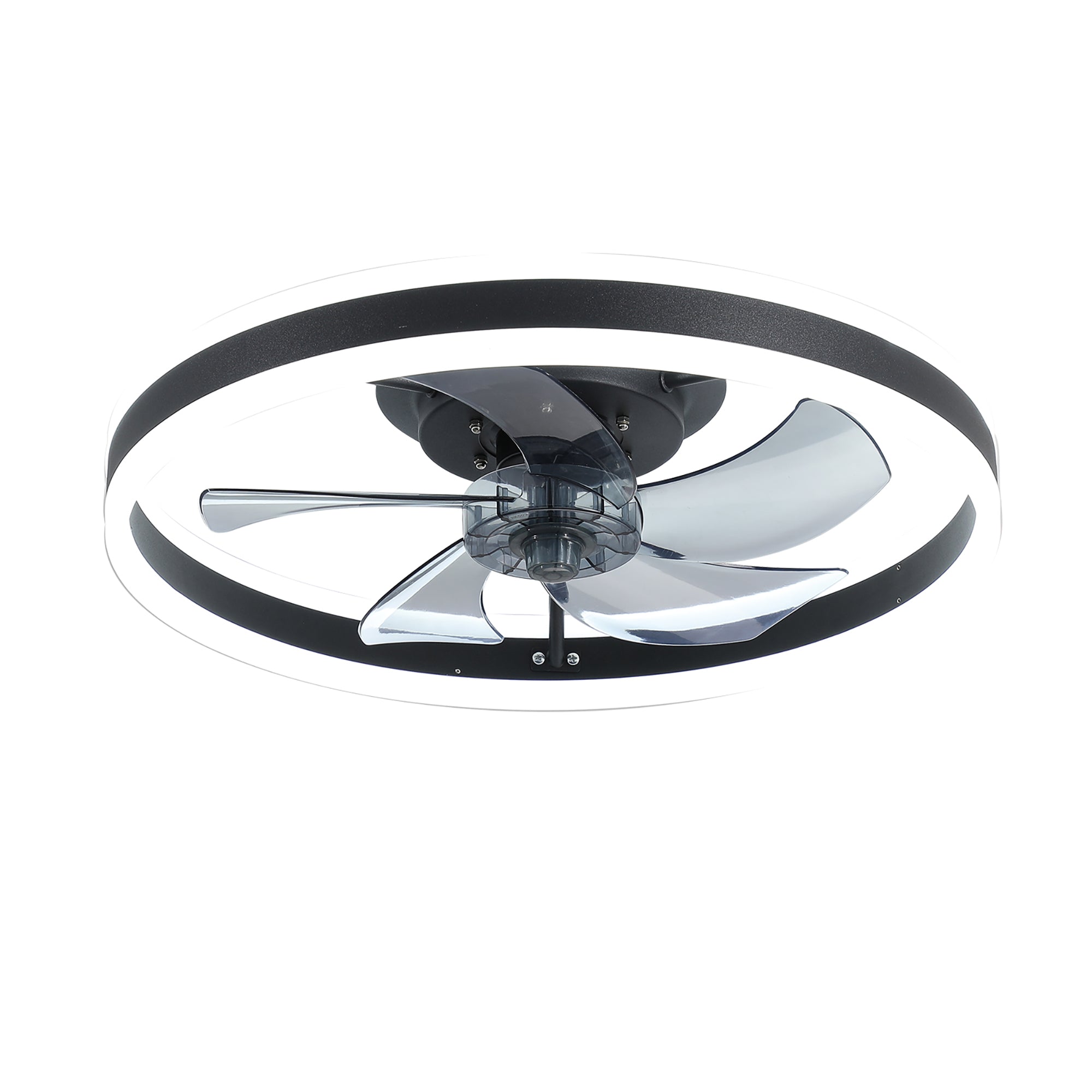 20 in W x 6 in H Ceiling Fan in Black with Lights Dimmable LED