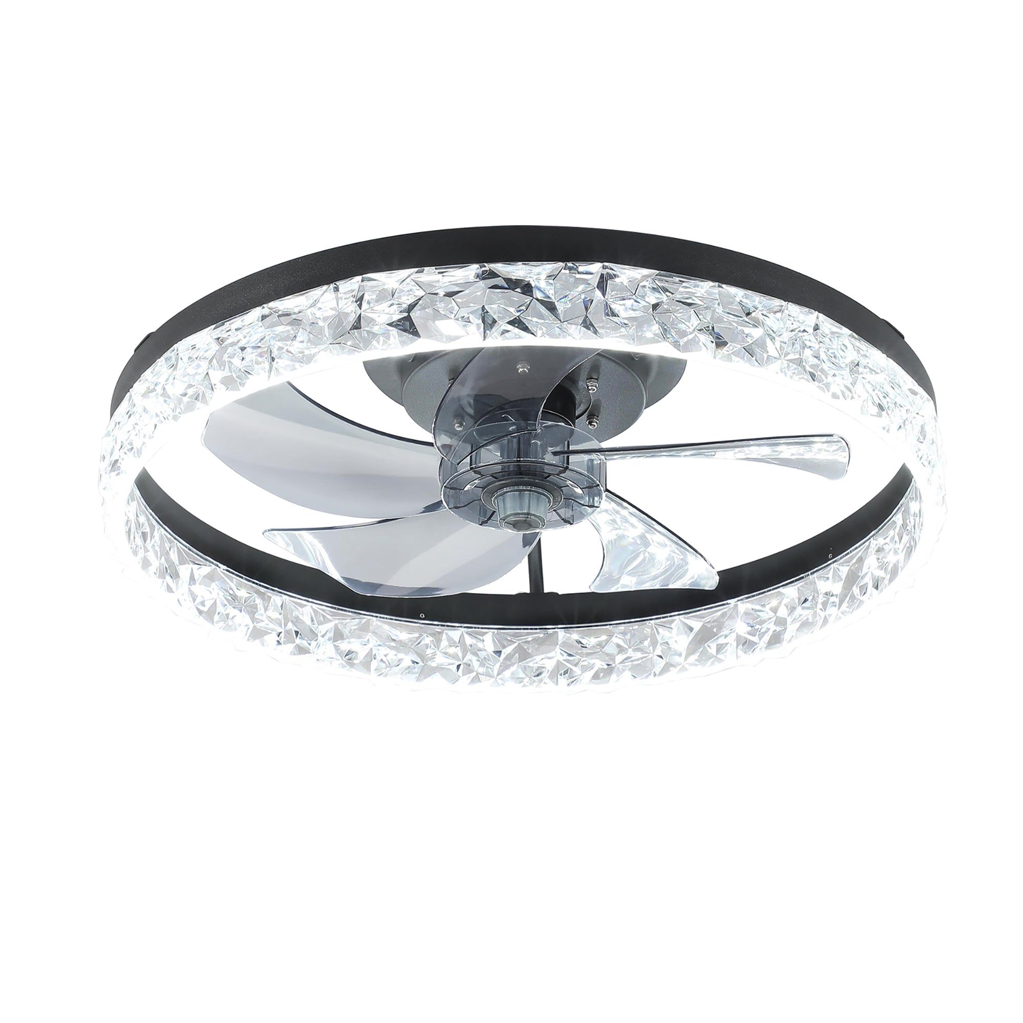 20 in W x 6 in H Ceiling Fan in Black with Lights Dimmable LED