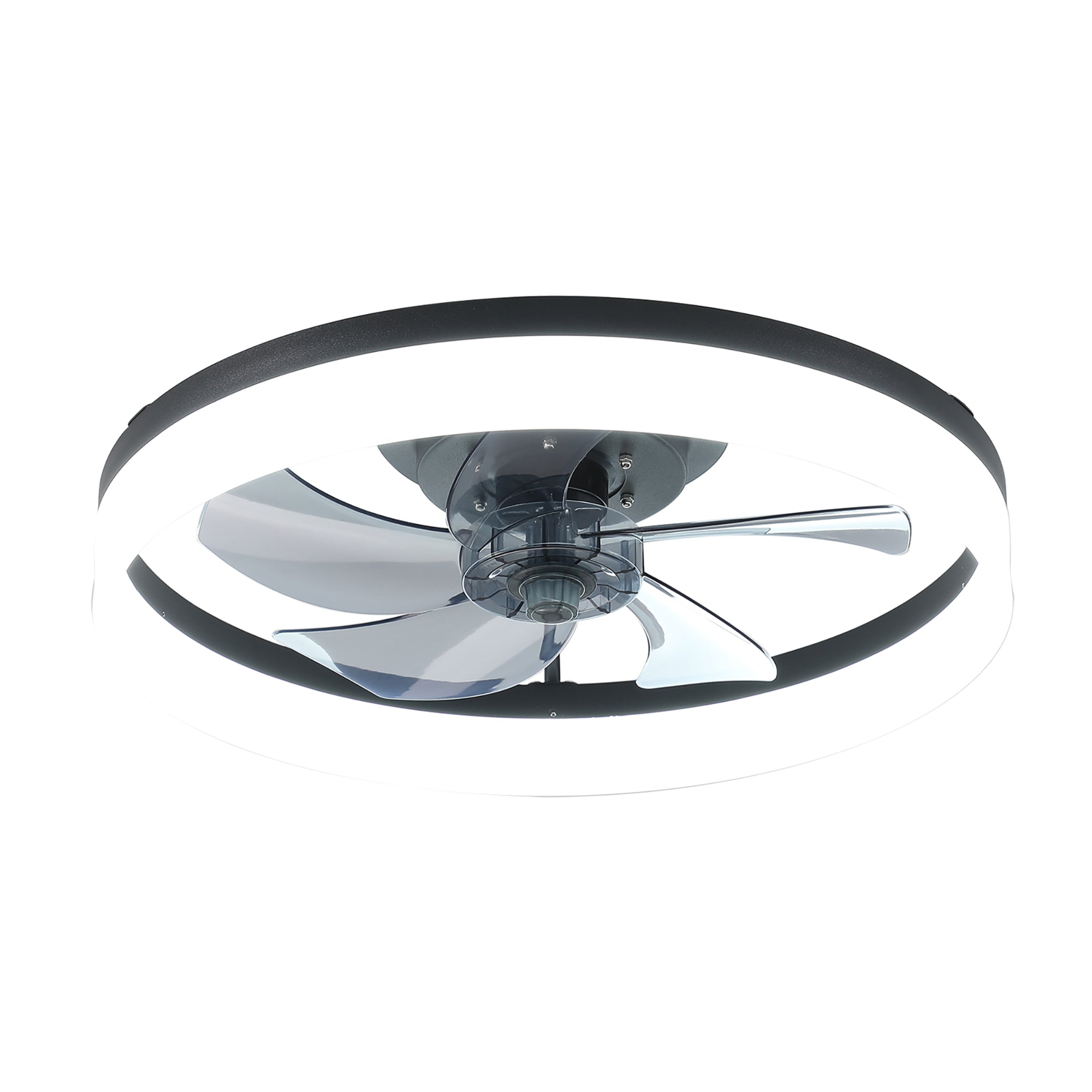 20 in W x 6 in H Ceiling Fan in Black with Lights Dimmable LED
