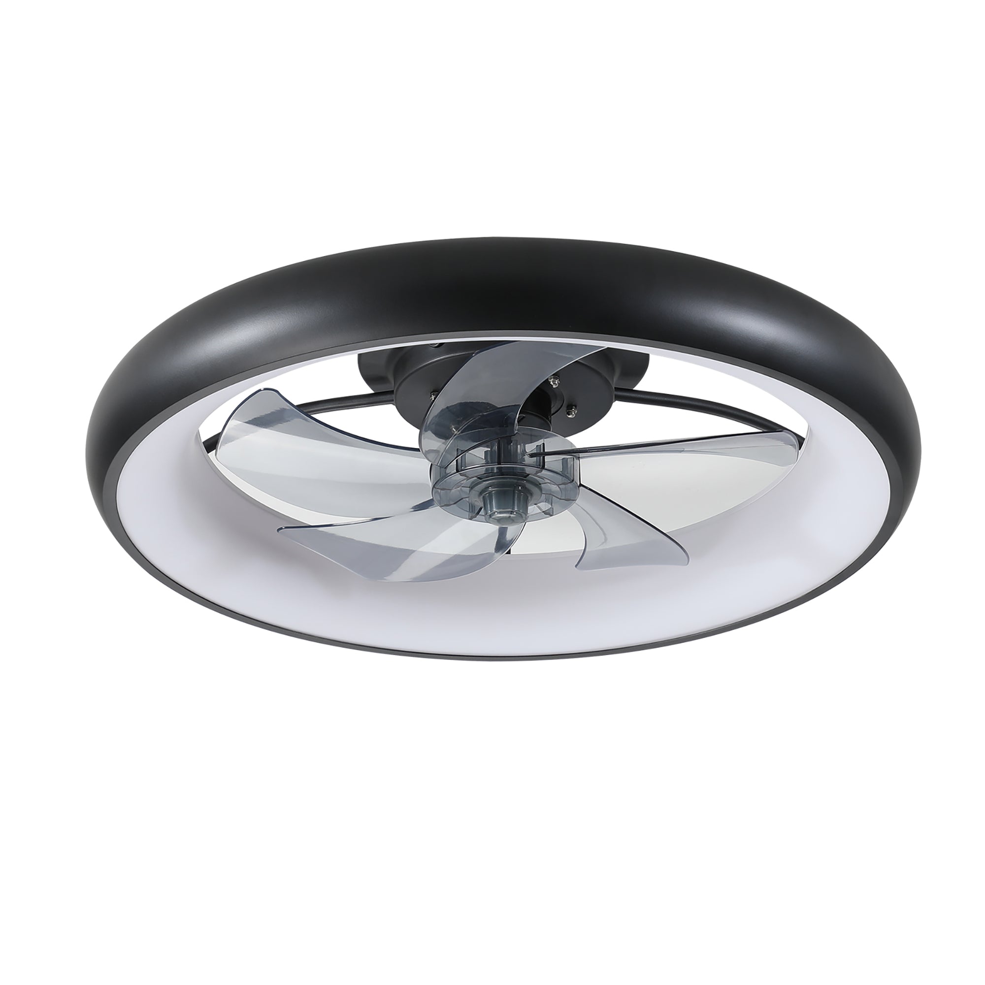 20 in W x 6 in H Ceiling Fan in Black and White with Lights Dimmable LED