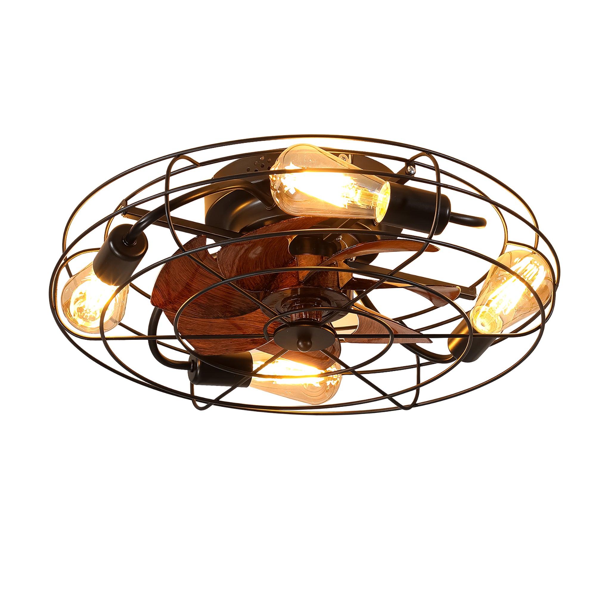 20 in W x 6 in H Ceiling Fan in Black and White with Lights Dimmable LED