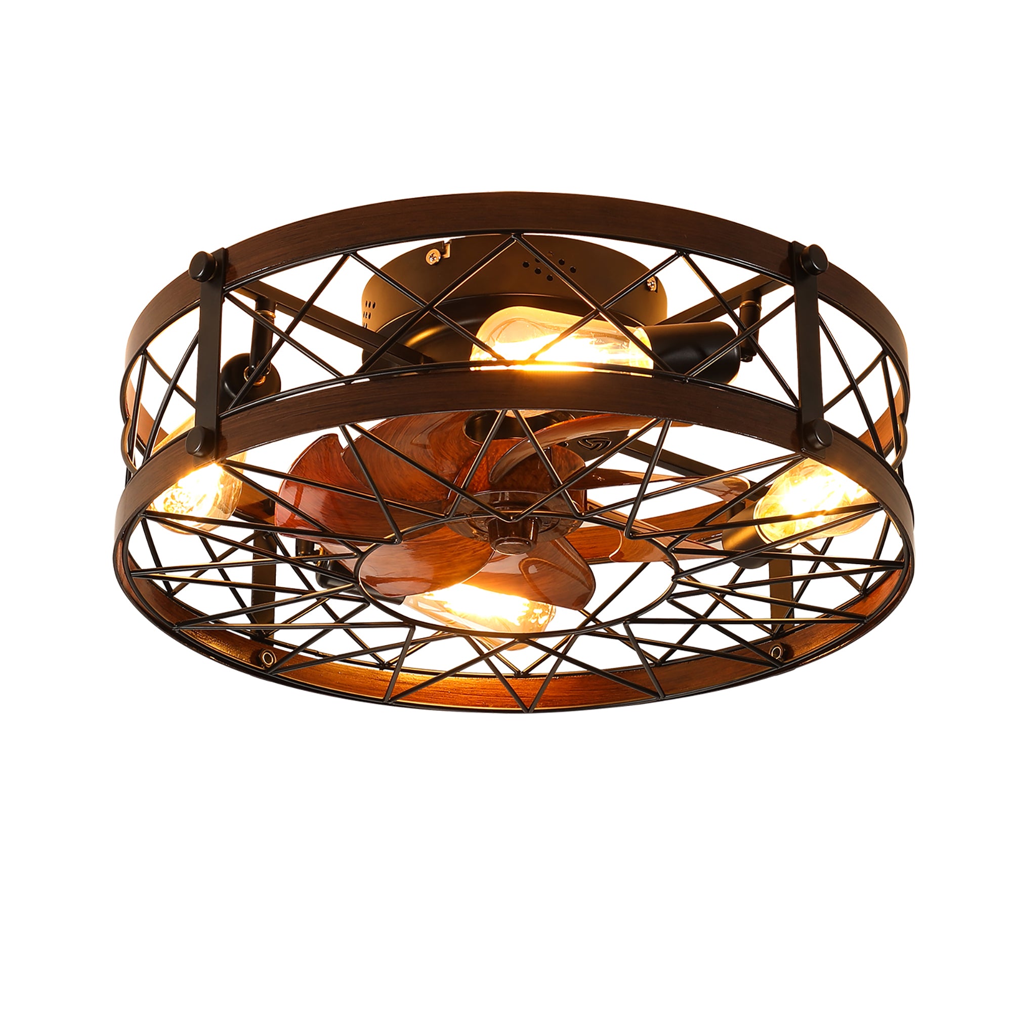 20 in W x 6 in H Ceiling Fan in Black and White with Lights Dimmable LED