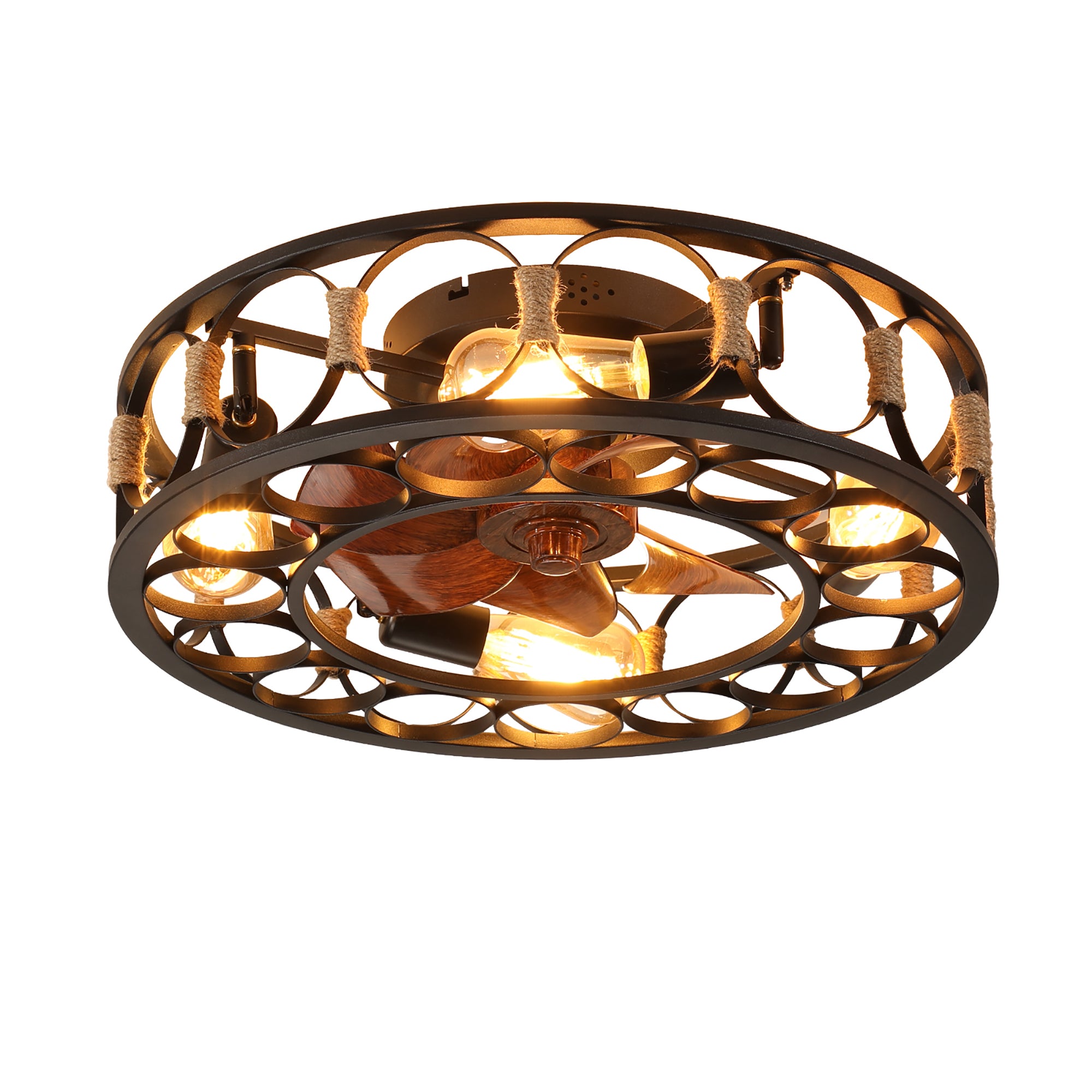 20 in W x 6 in H Ceiling Fan in Black and White with Lights Dimmable LED