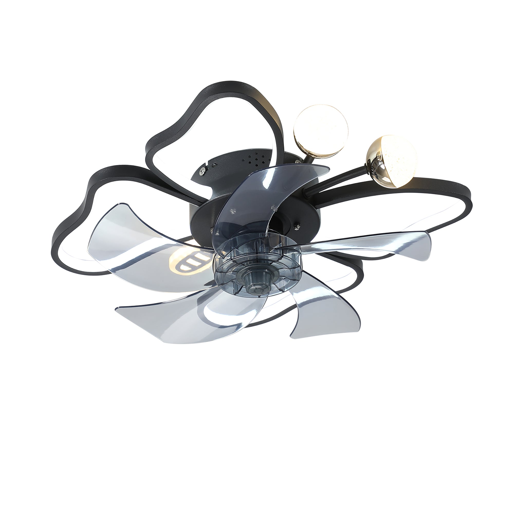 20 in W x 6 in H Ceiling Fan in Black and White with Lights Dimmable LED
