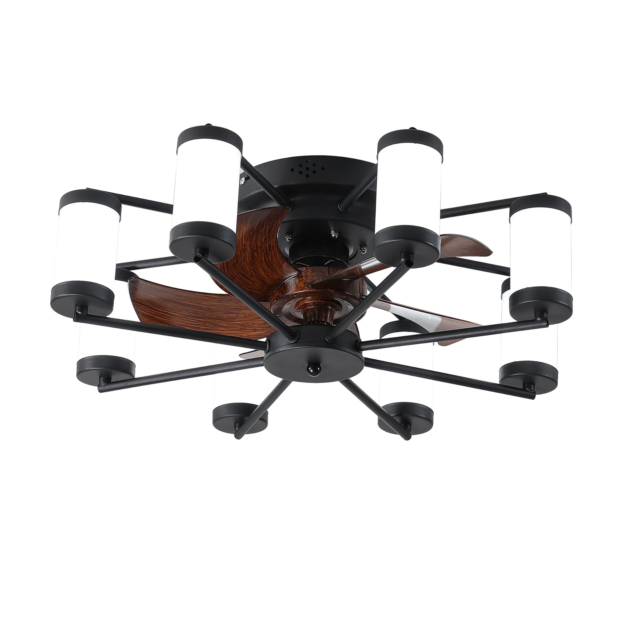 20 in W x 6 in H Ceiling Fan in Black and White with Lights Dimmable LED