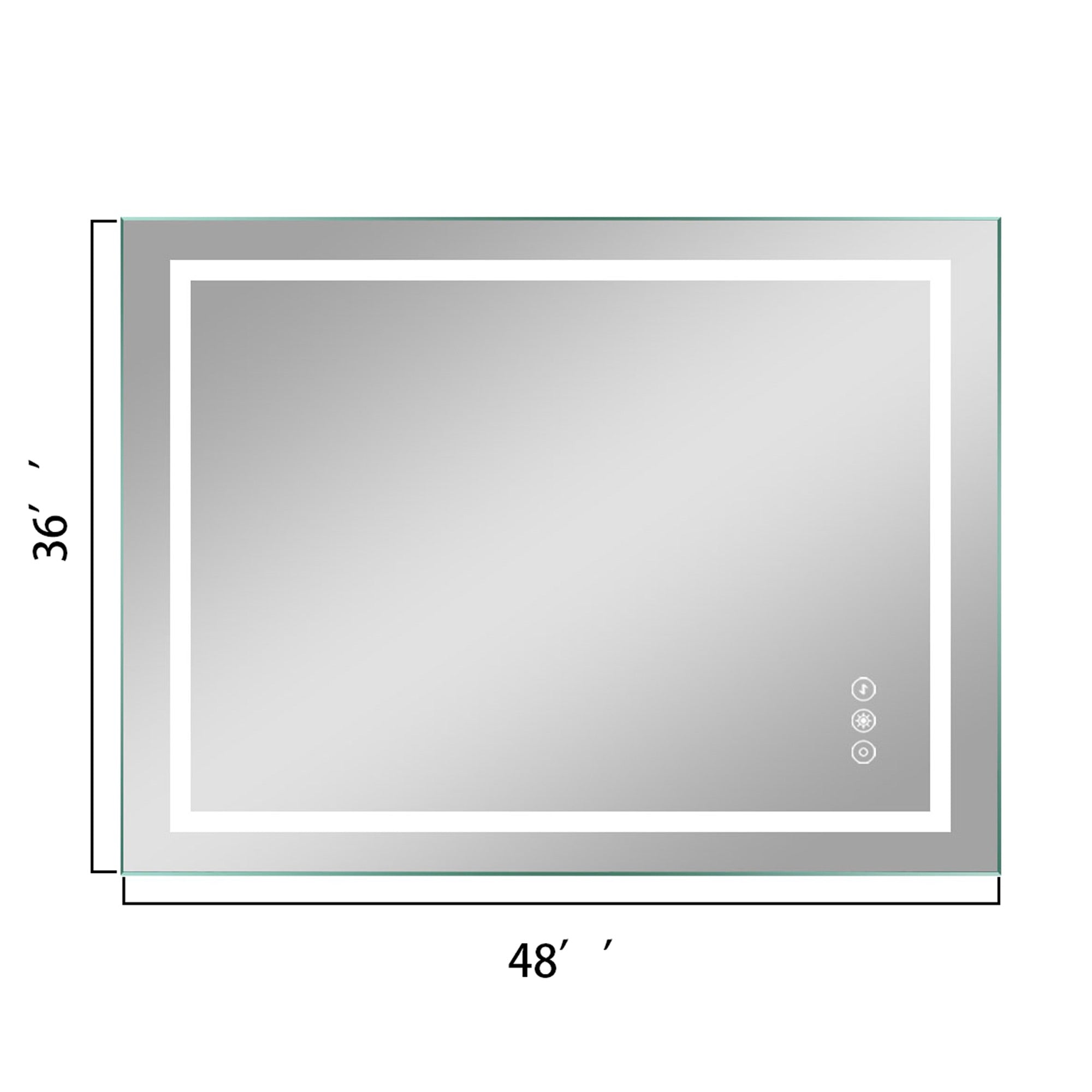 3648 Rectangular Frameless Anti-Fog Wall Mounted Dimmable LED Bathroom Vanity Mirror