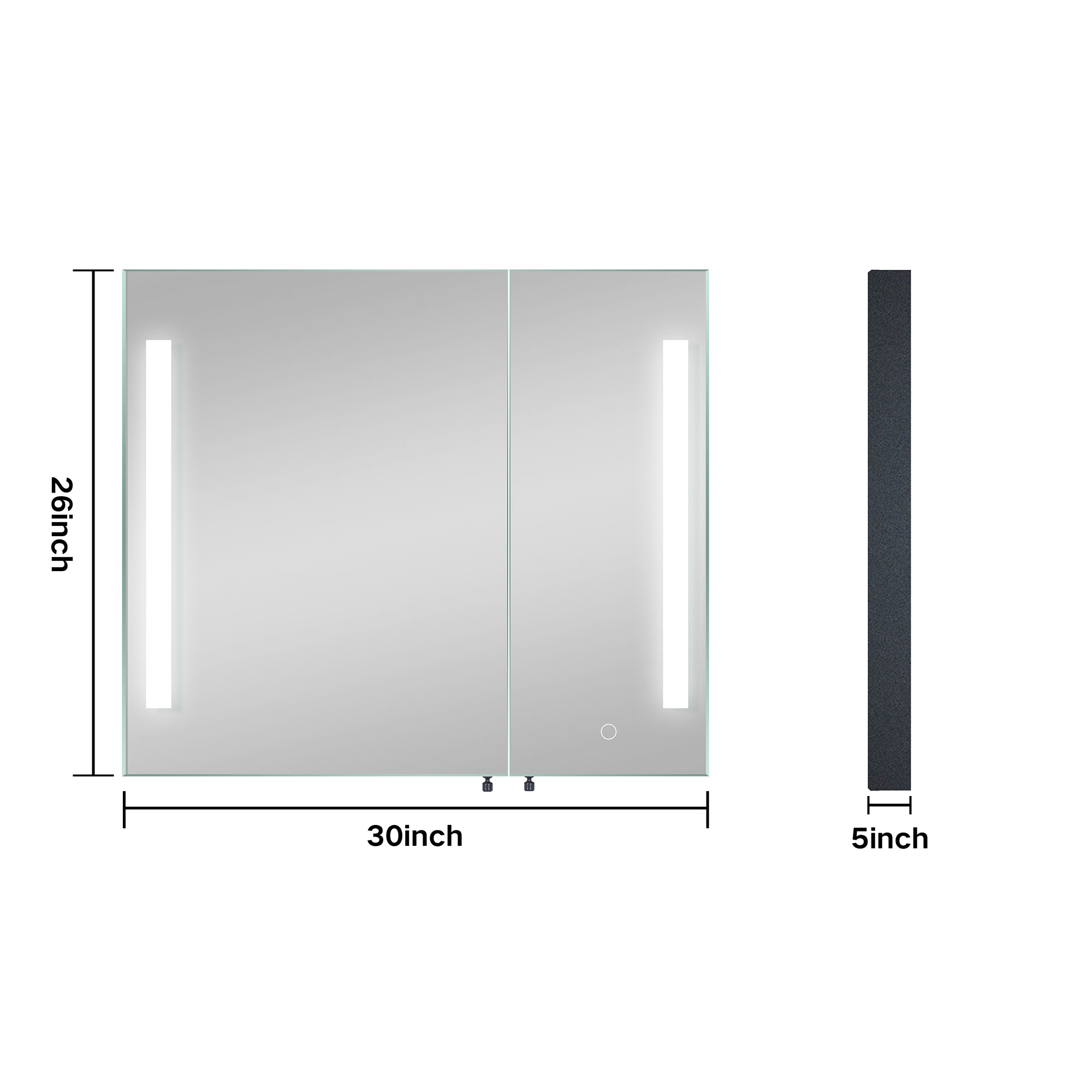 3026 Rectangular Frameless Surface Mount Medicine Cabinet with Shelves and LED Lights