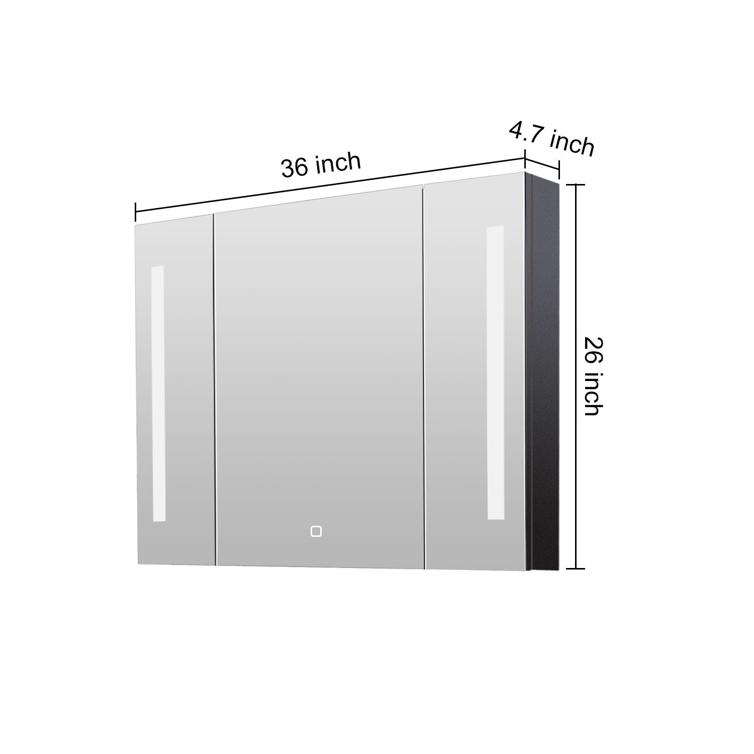3626 Rectangular Frameless Surface Mount Medicine Cabinet with Shelves and LED Lights
