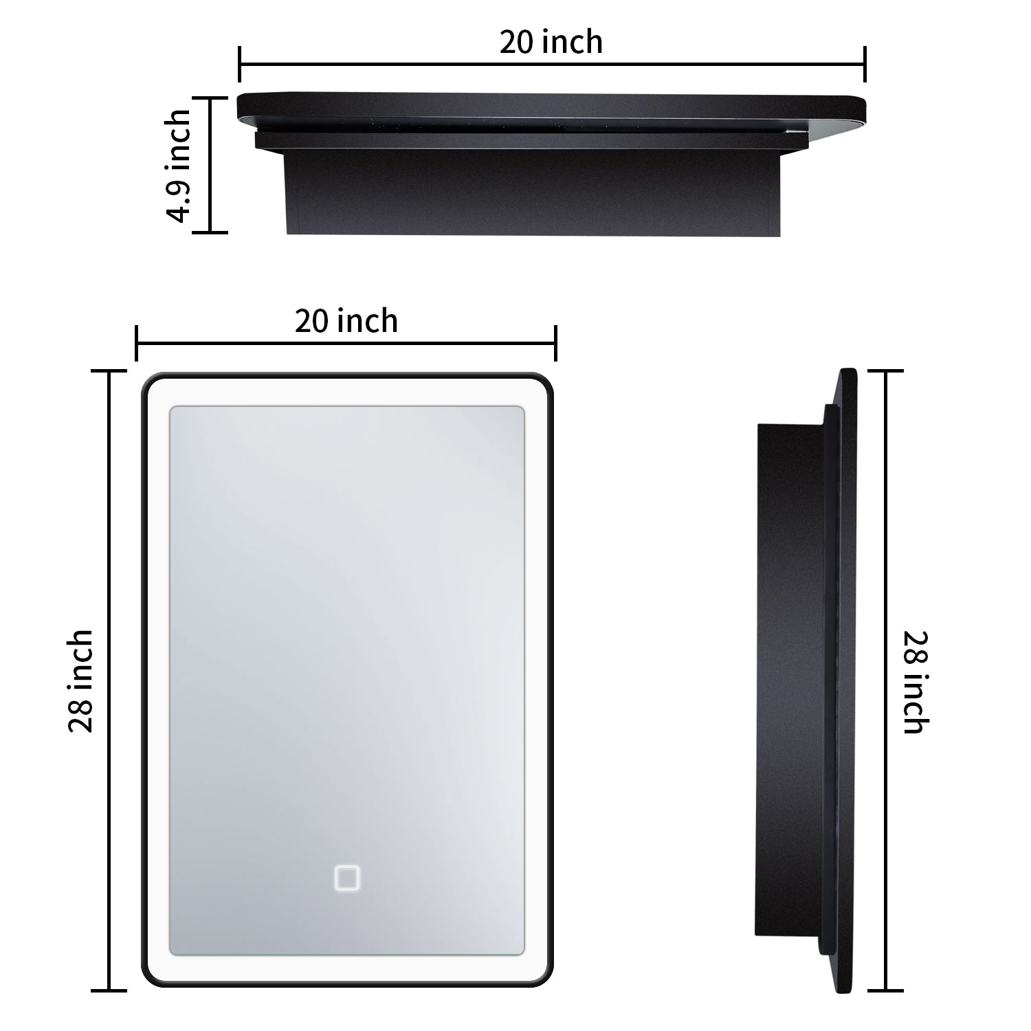 2028 Aluminum Surface Mounted LED Medicine Cabinet with Doors and Shelves
