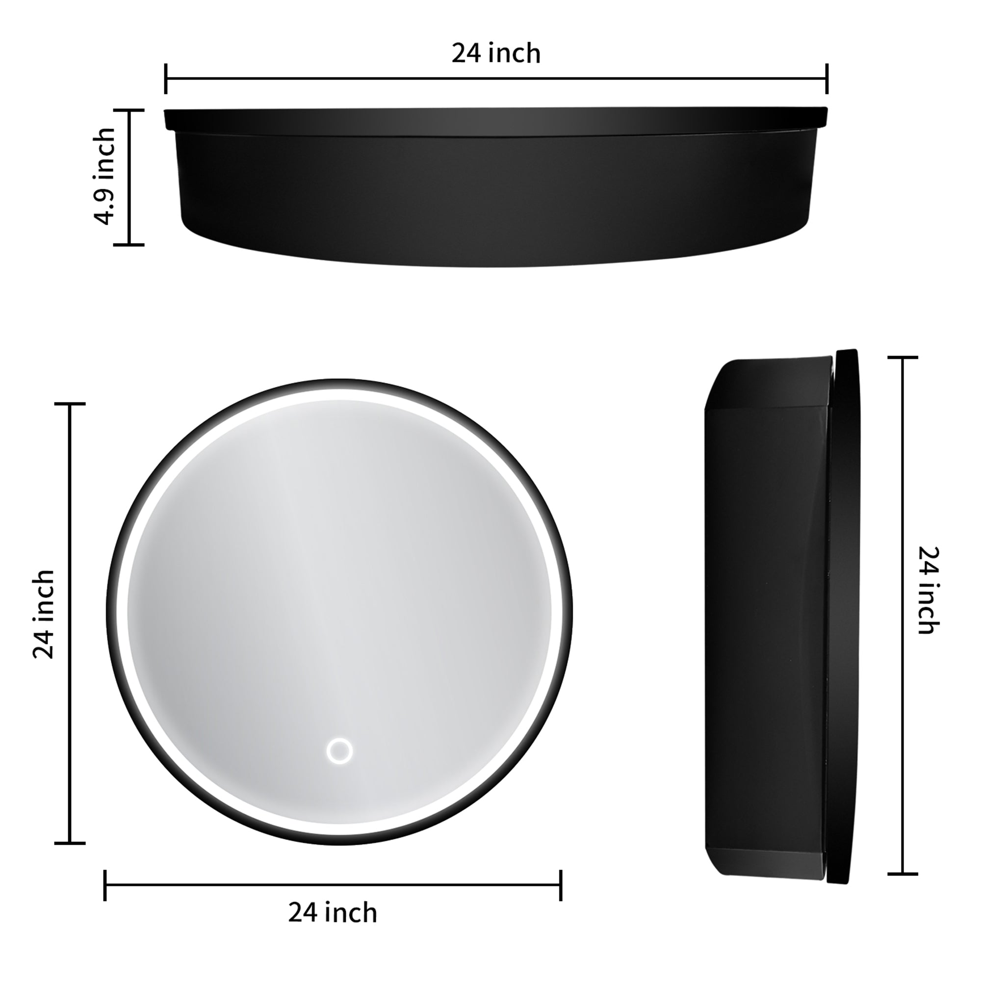 24 in.  Round Aluminum Surface Mounted LED Medicine Cabinet with Doors and Shelves