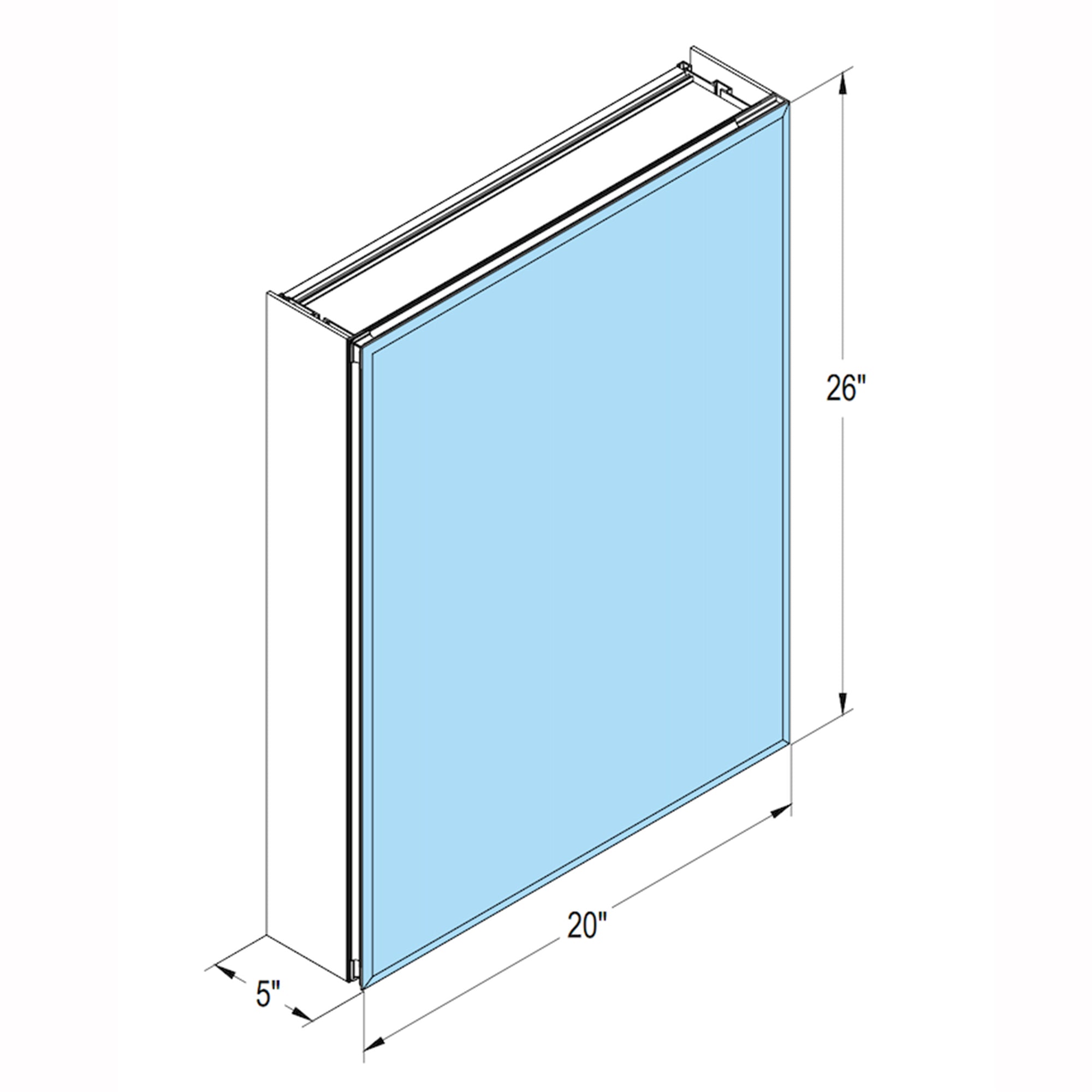 2026BRectangular Aluminum Recessed Mount/Surface Mount Medicine Cabinet with Mirror and Adjustable shelves