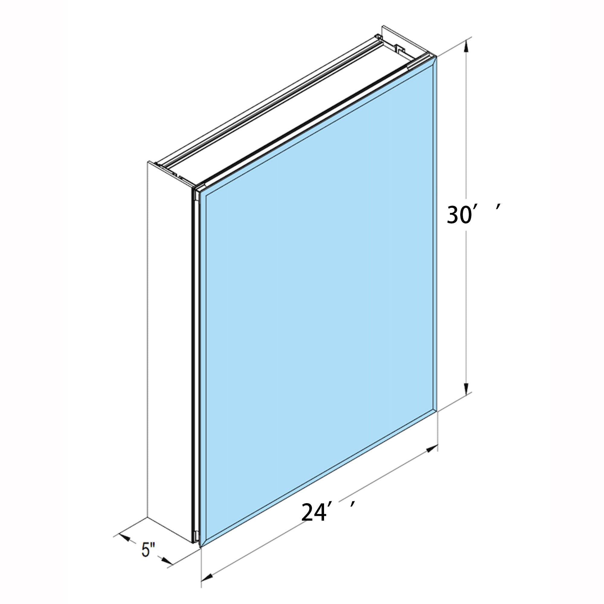 2430Rectangular Aluminum Recessed Mount/Surface Mount Medicine Cabinet with Mirror and Adjustable shelves