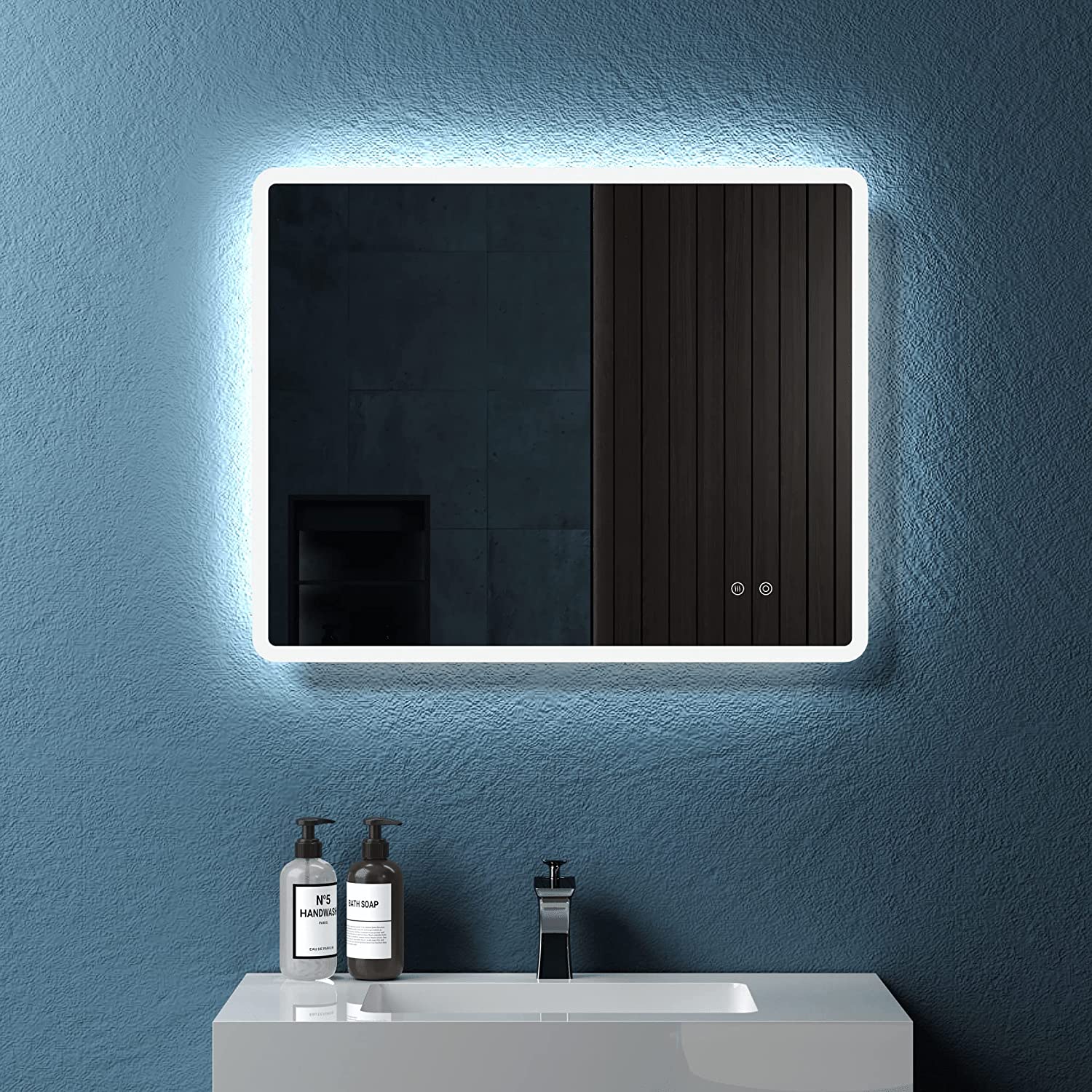 JimsMaison Rectangular Frameless Dimmable Wall Mounted LED Bathroom Vanity Mirror