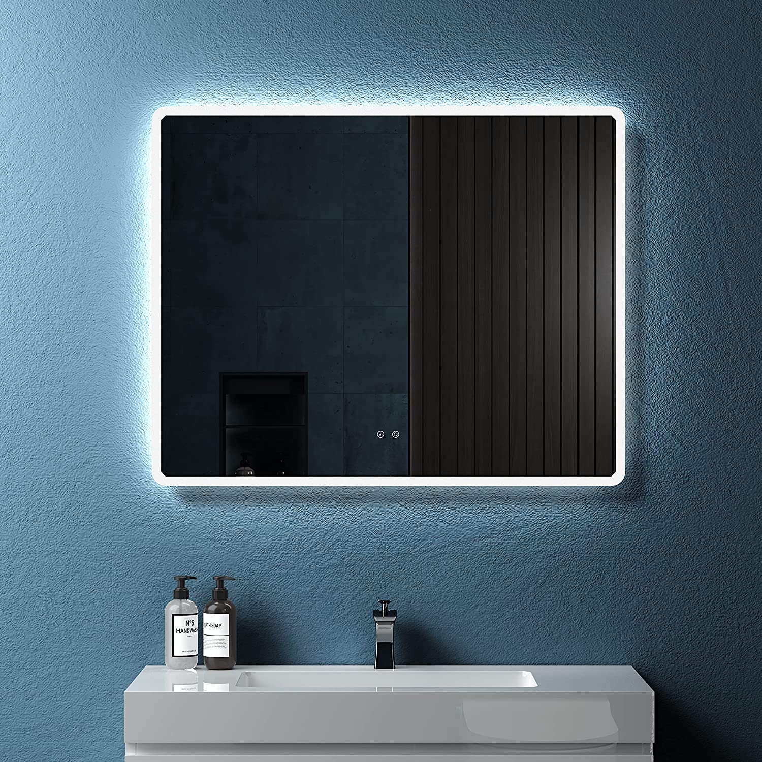 JimsMaison Rectangular Frameless Dimmable Wall Mounted LED Bathroom Vanity Mirror