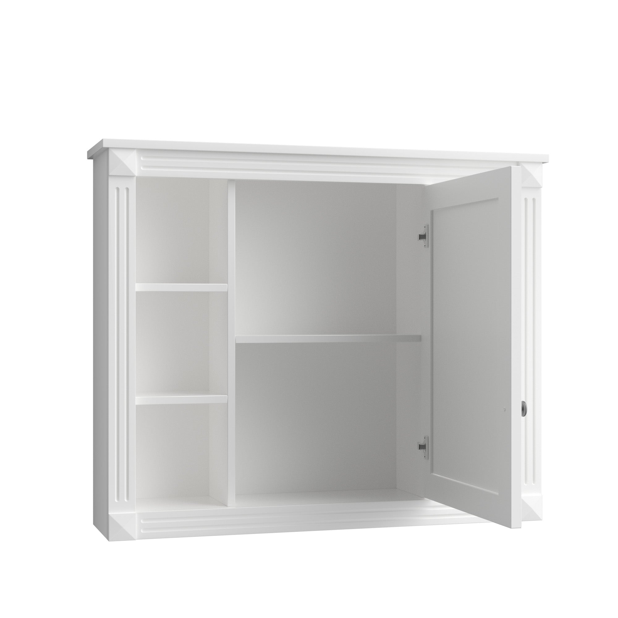 35"   Manufactured Wood Surface Mount Medicine Cabinet with Mirror and Open Shelves