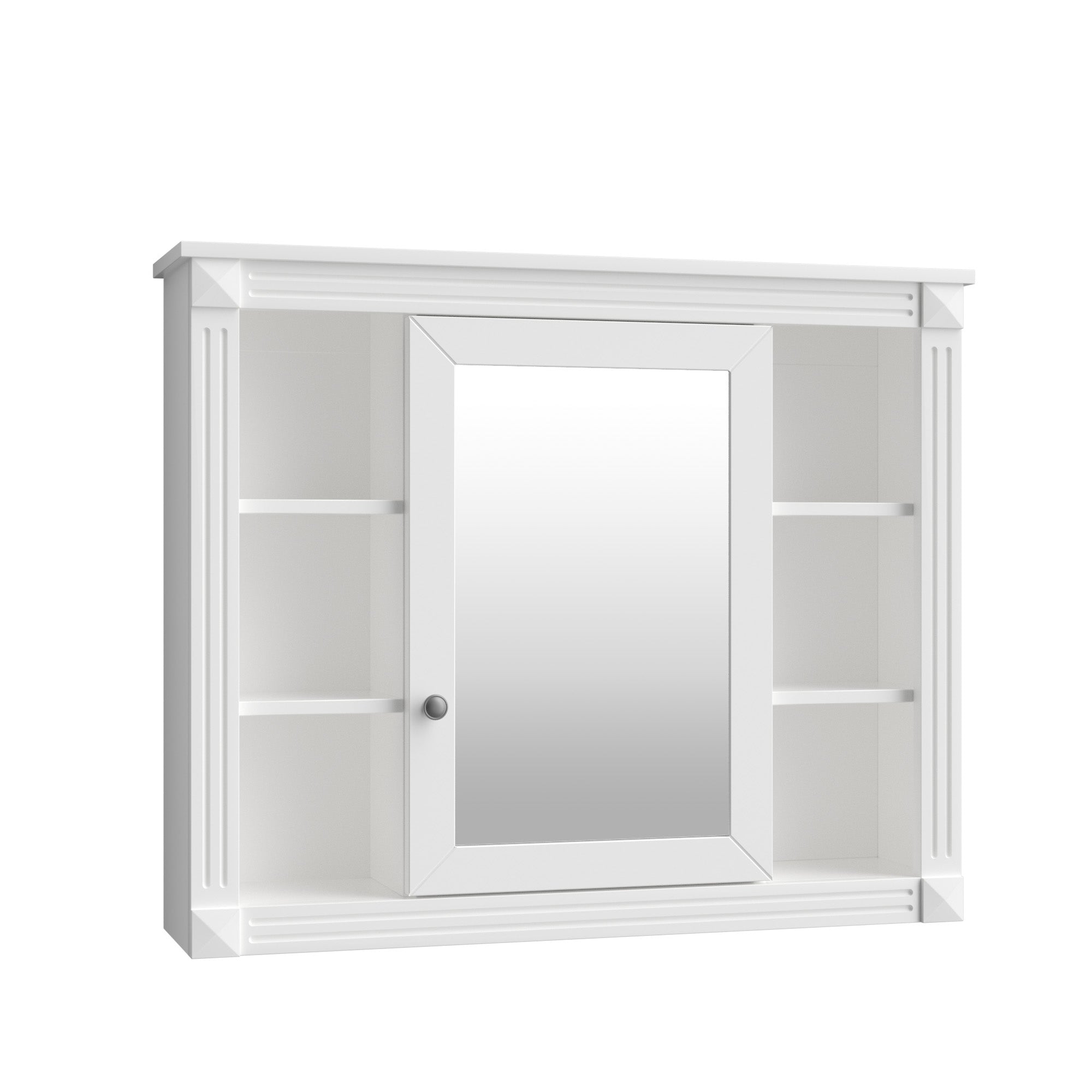 35"   Manufactured Wood Surface Mount Medicine Cabinet with Mirror and Open Shelves