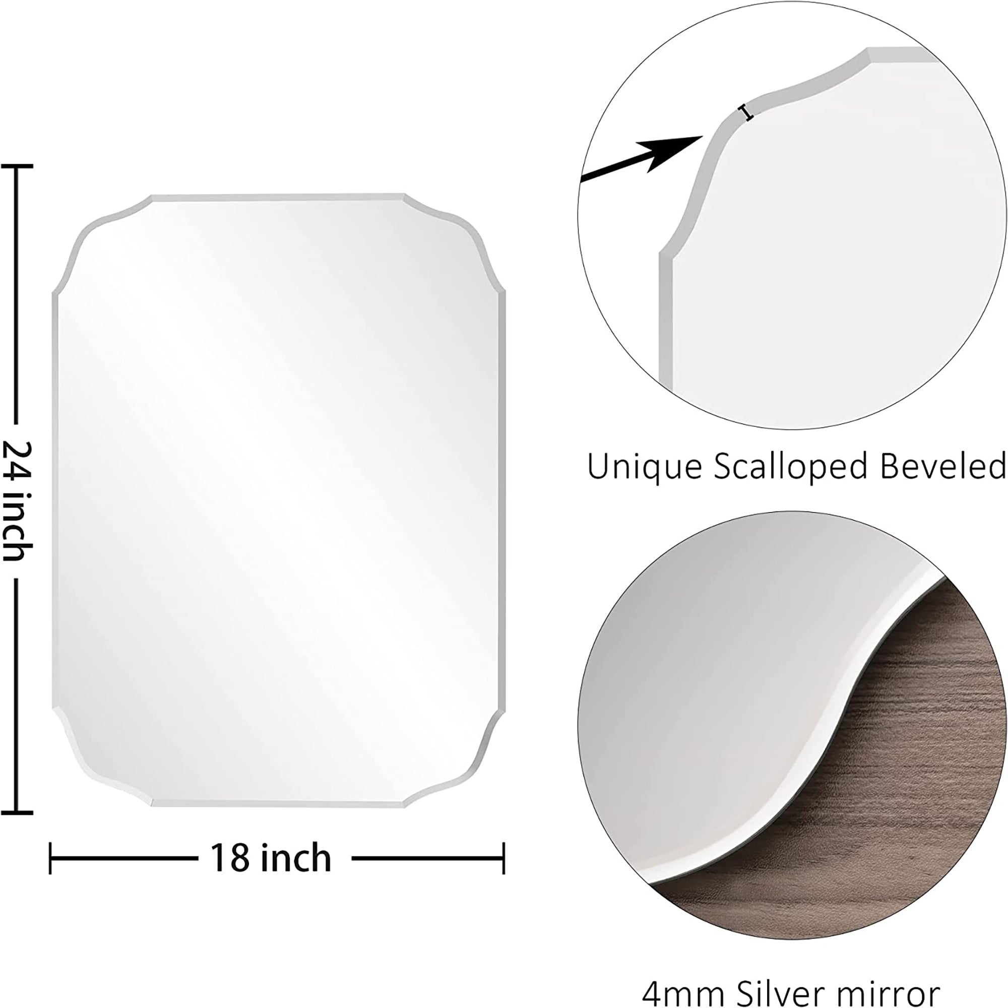Rectangular Framed Wall Mounted Bathroom Vanity Mirror