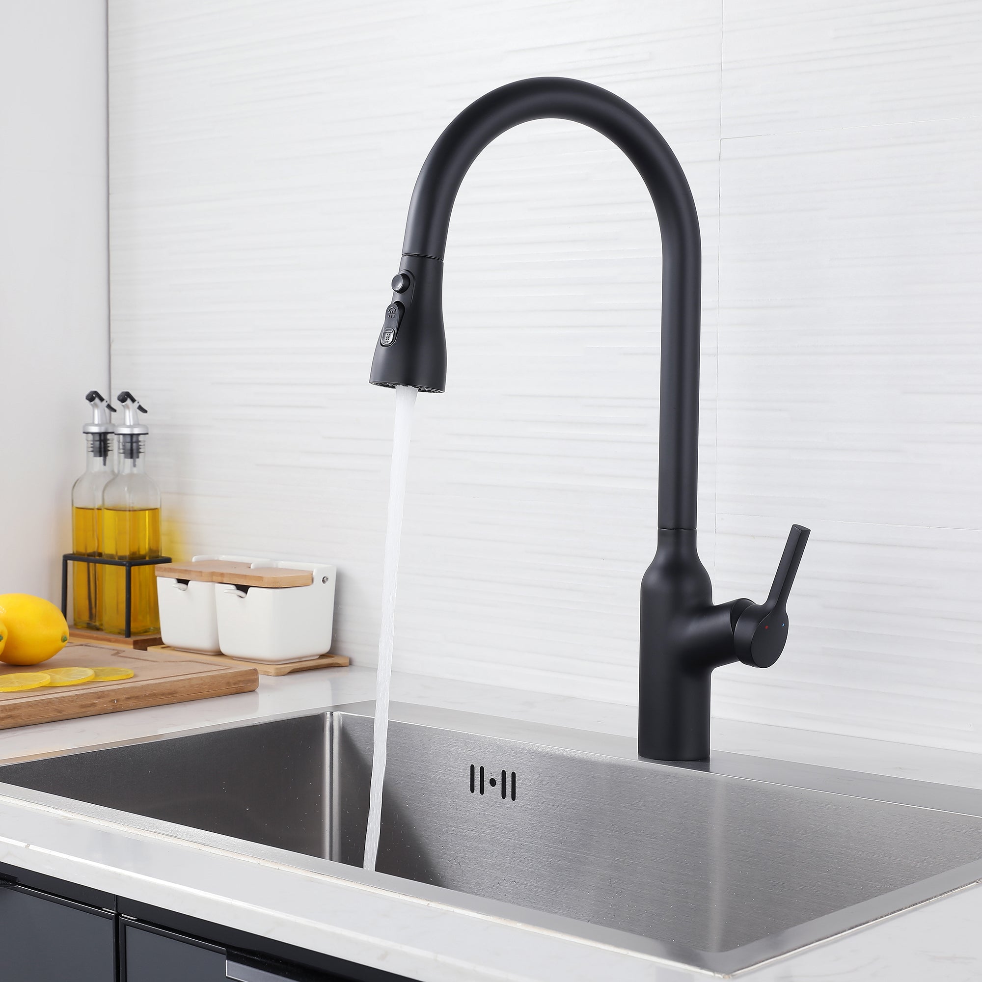 Single Handle Deck Mounted High Arc Pull Down Brass Kitchen Faucet(606)