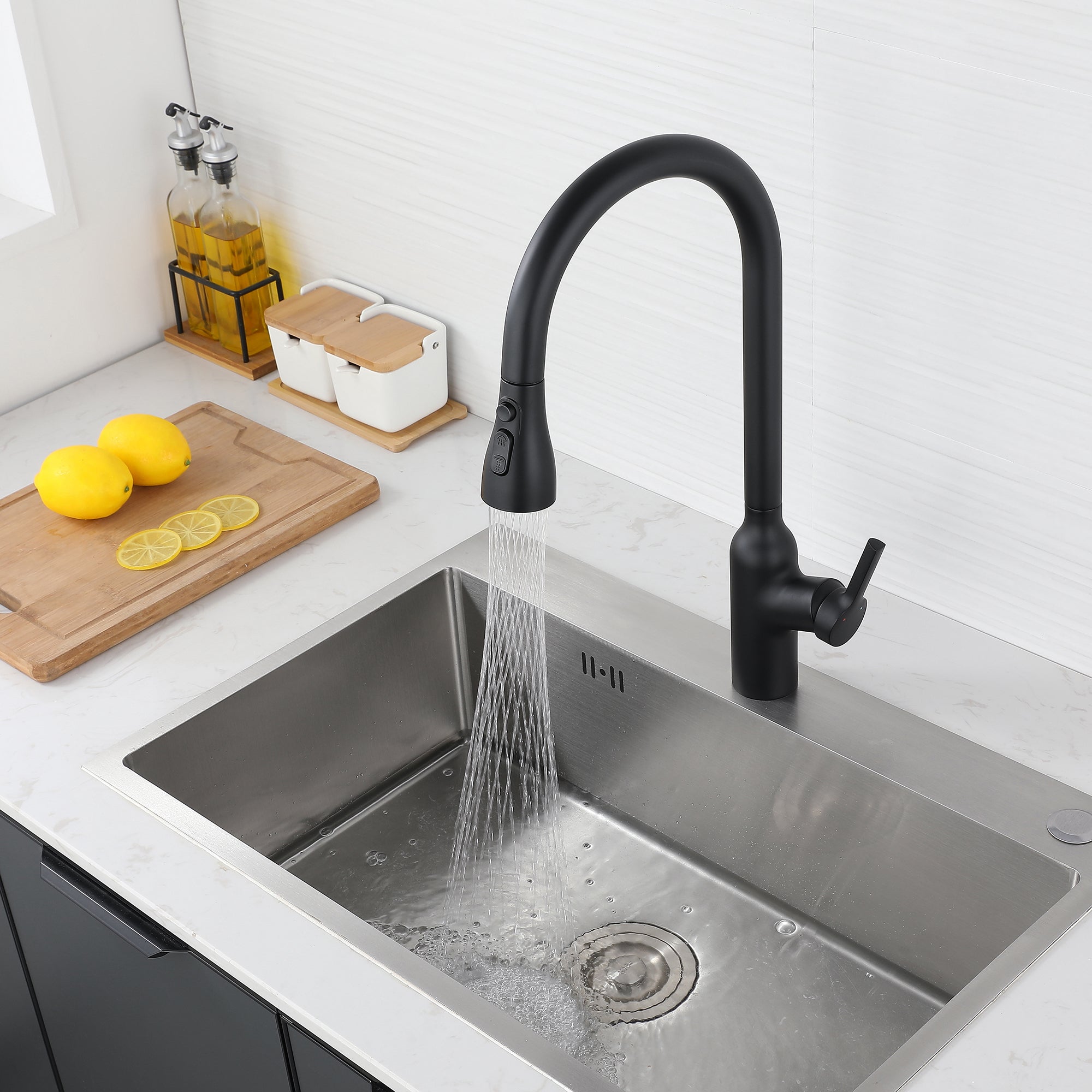 Single Handle Deck Mounted High Arc Pull Down Brass Kitchen Faucet(606)