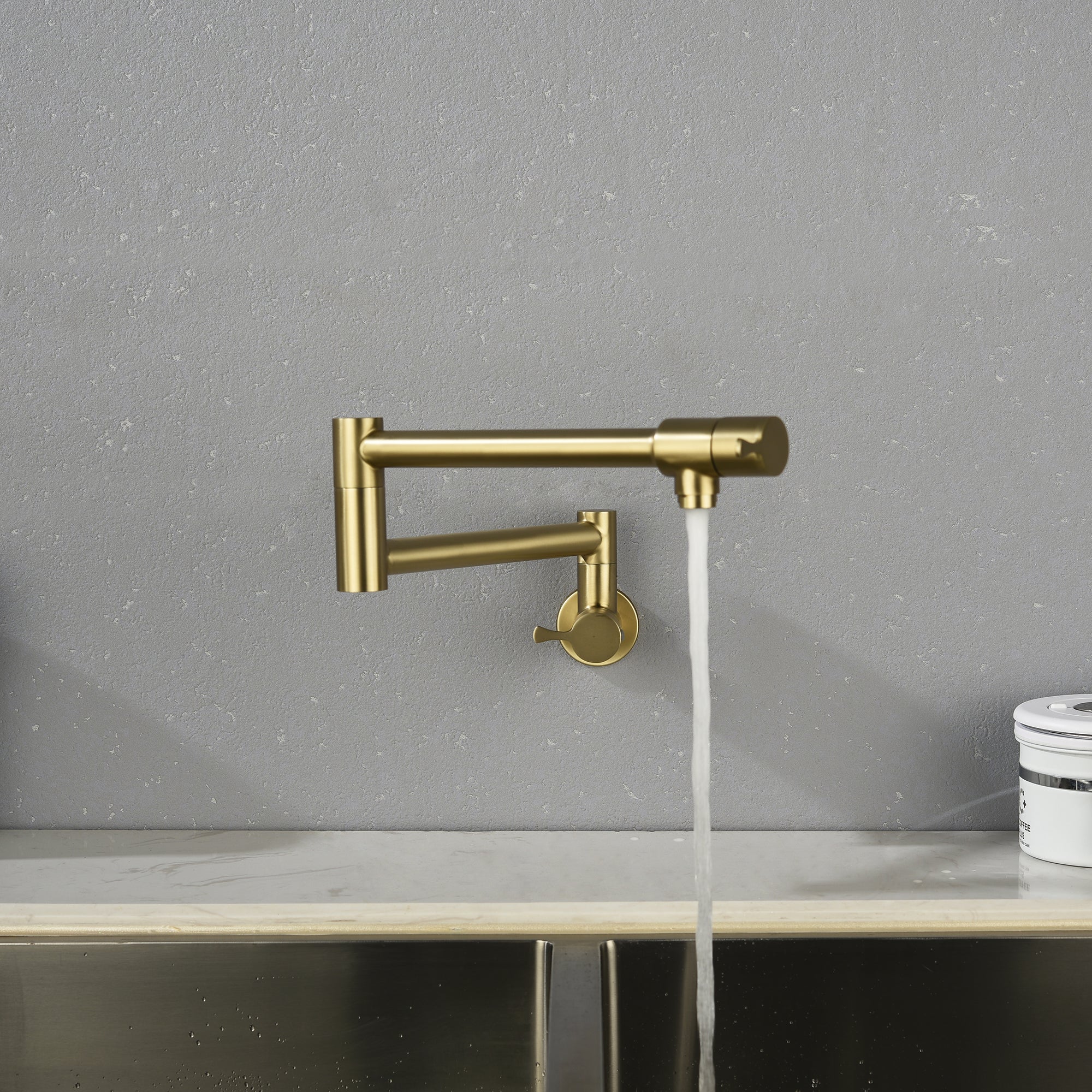 Single Handle Wall Mounted Pull Out Stainless Steel Kitchen Faucet
