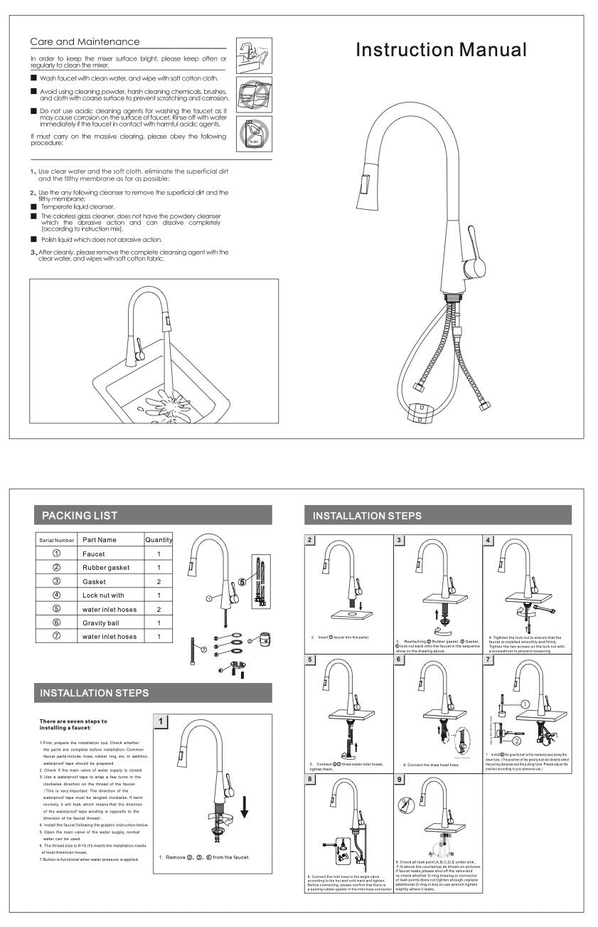Single Handle Deck Mounted High Arc Pull Down Brass Kitchen Faucet(610)