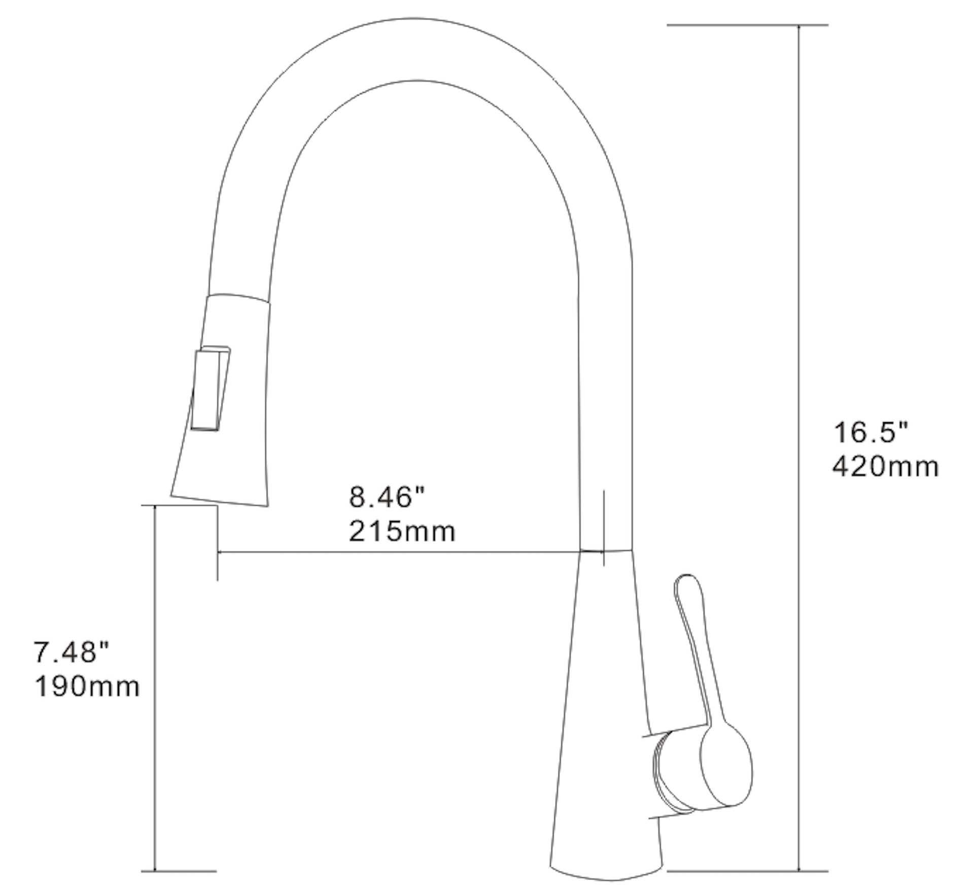 Single Handle Deck Mounted High Arc Pull Down Brass Kitchen Faucet(610)
