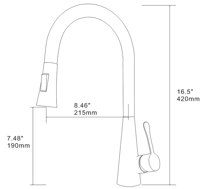 Single Handle Deck Mounted High Arc Pull Down Brass Kitchen Faucet(610)