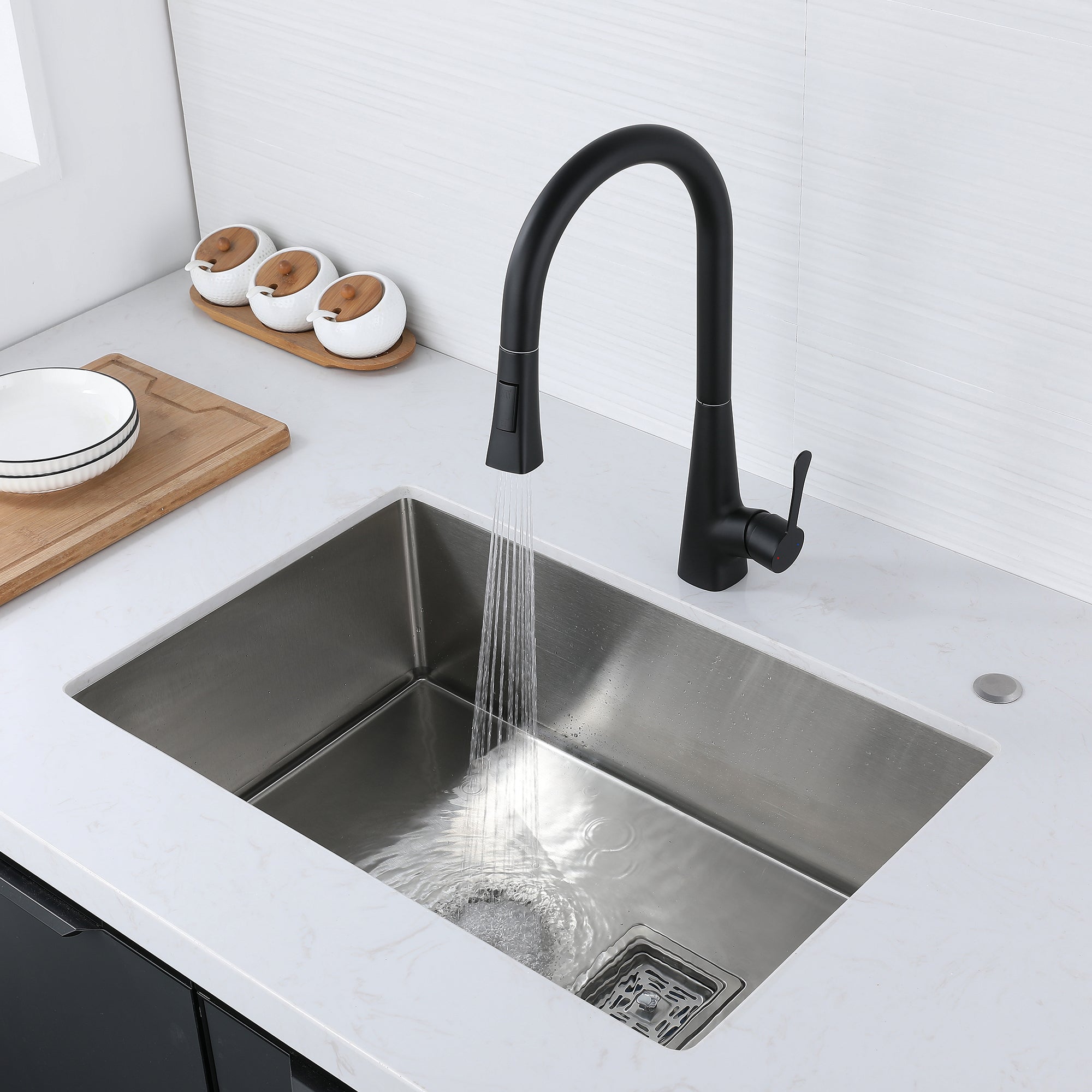 Single Handle Deck Mounted High Arc Pull Down Brass Kitchen Faucet(610)