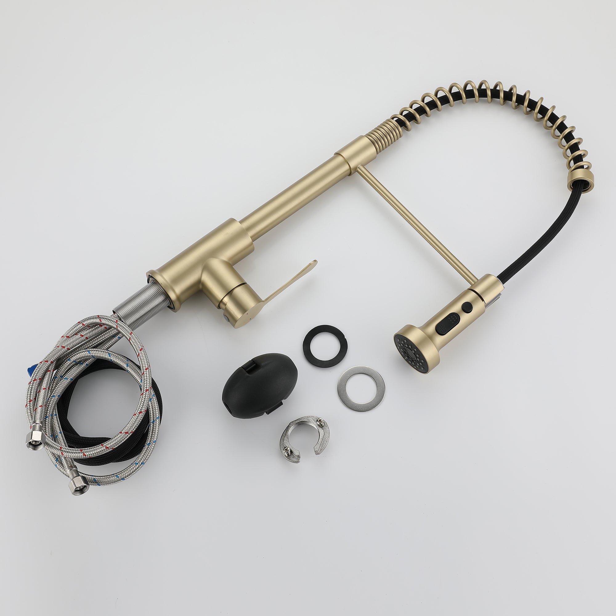 Single Handle Deck Mounted High Arc Spring Neck Brass Kitchen Faucet(613)