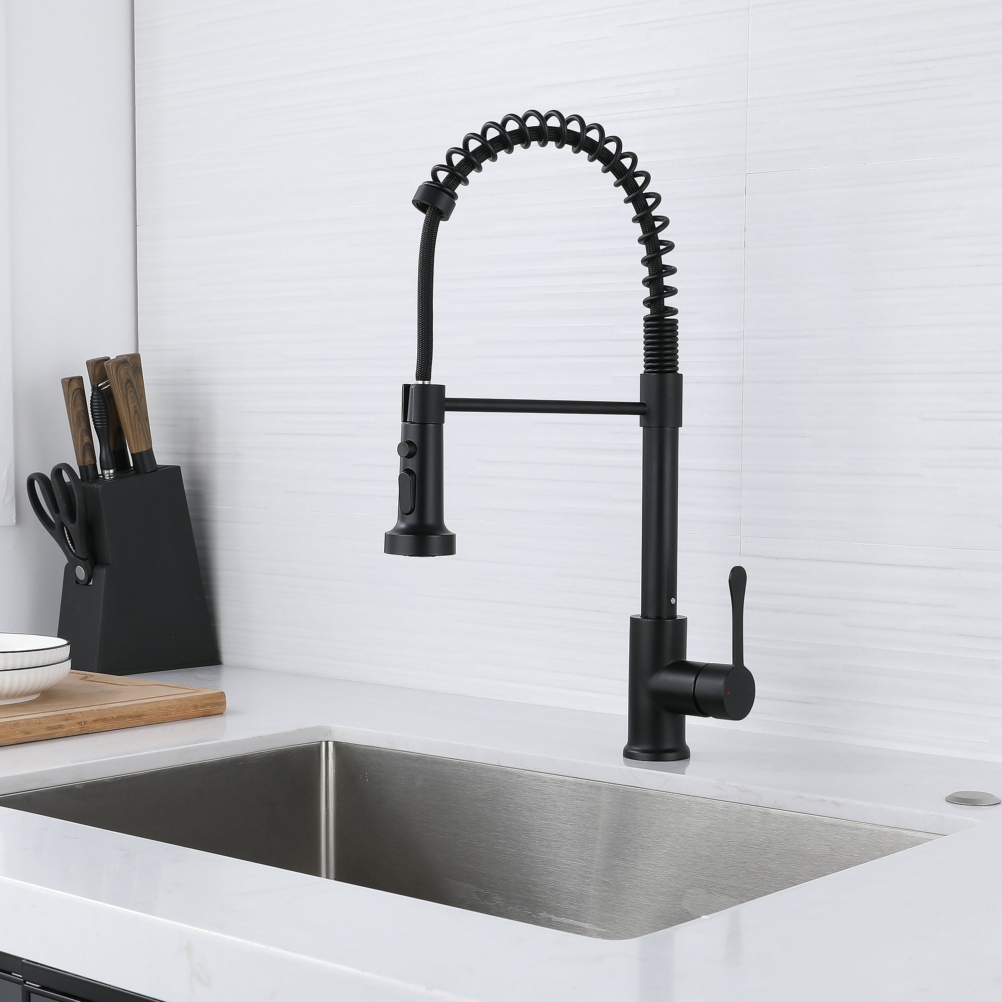 Single Handle Deck Mounted High Arc Spring Neck Brass Kitchen Faucet(613)