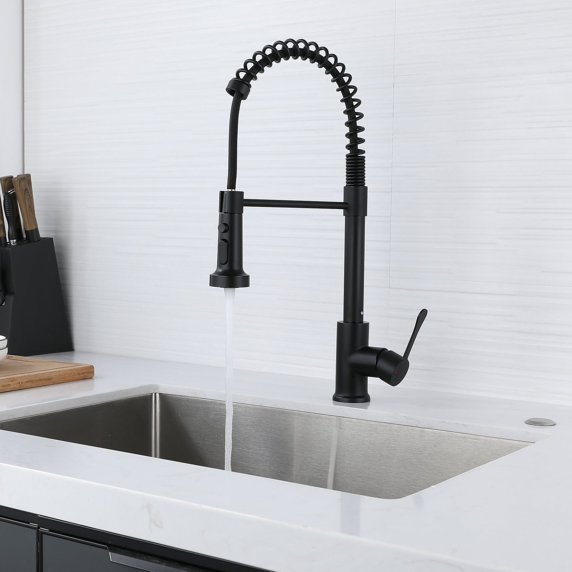Single Handle Deck Mounted High Arc Spring Neck Brass Kitchen Faucet(613)