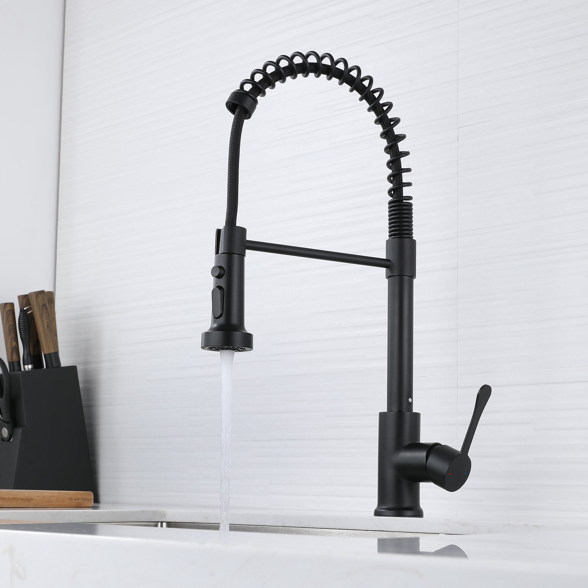 Single Handle Deck Mounted High Arc Spring Neck Brass Kitchen Faucet(613)