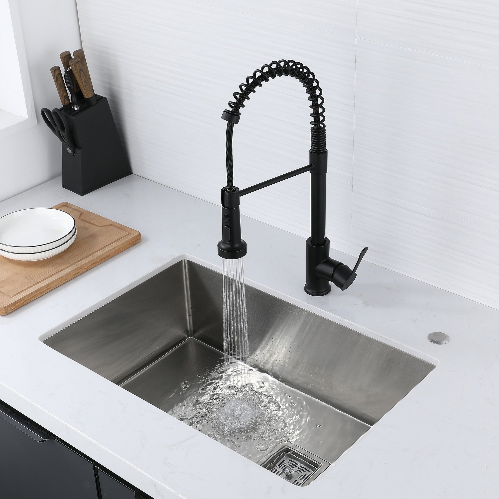 Single Handle Deck Mounted High Arc Spring Neck Brass Kitchen Faucet(613)