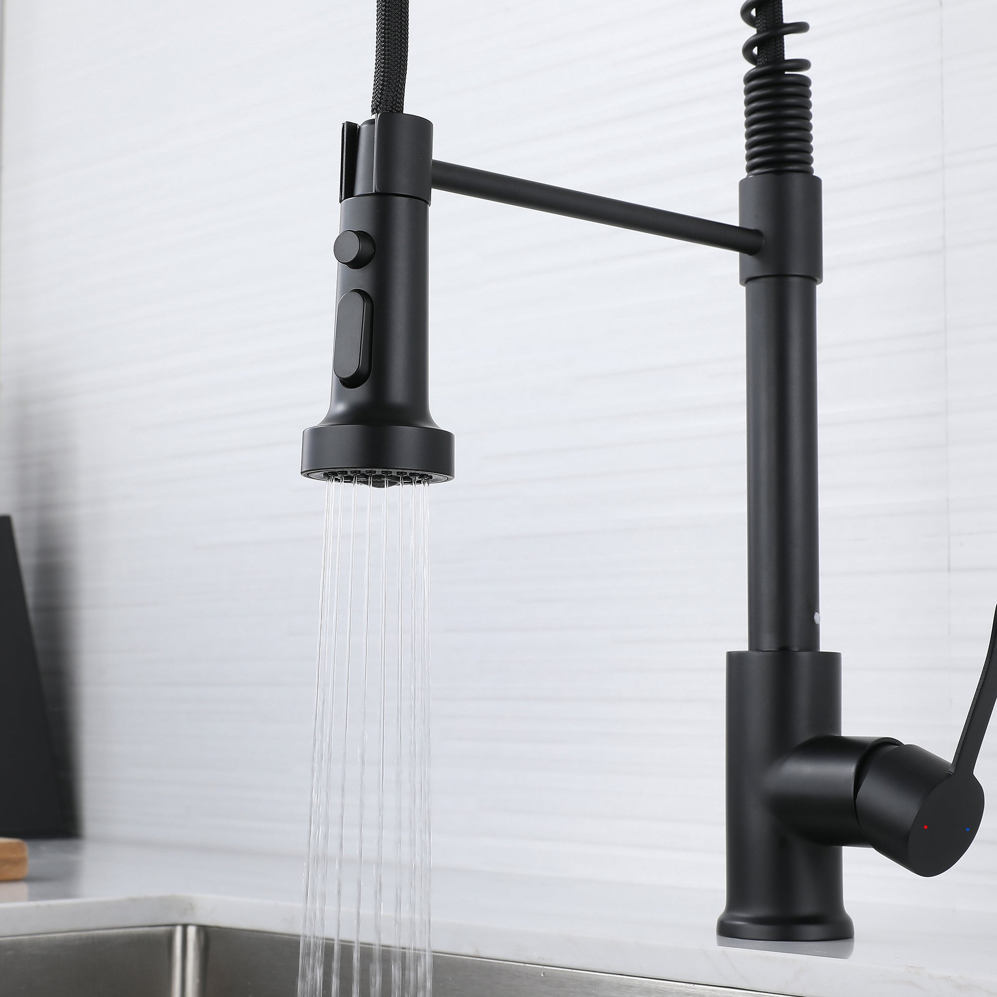 Single Handle Deck Mounted High Arc Spring Neck Brass Kitchen Faucet(613)
