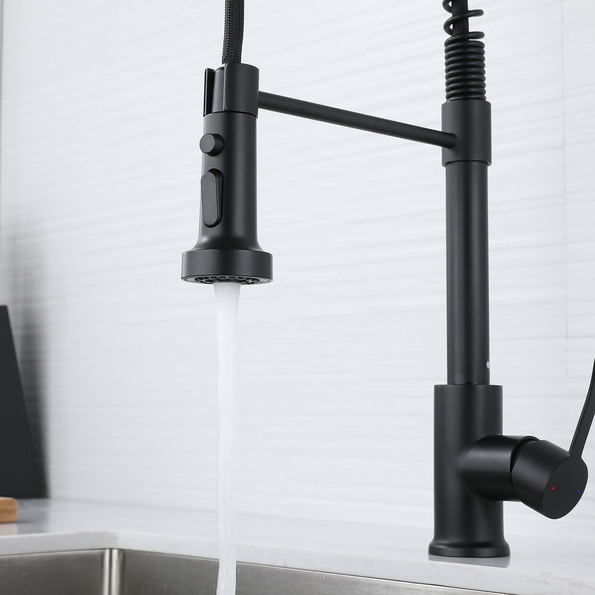 Single Handle Deck Mounted High Arc Spring Neck Brass Kitchen Faucet(613)